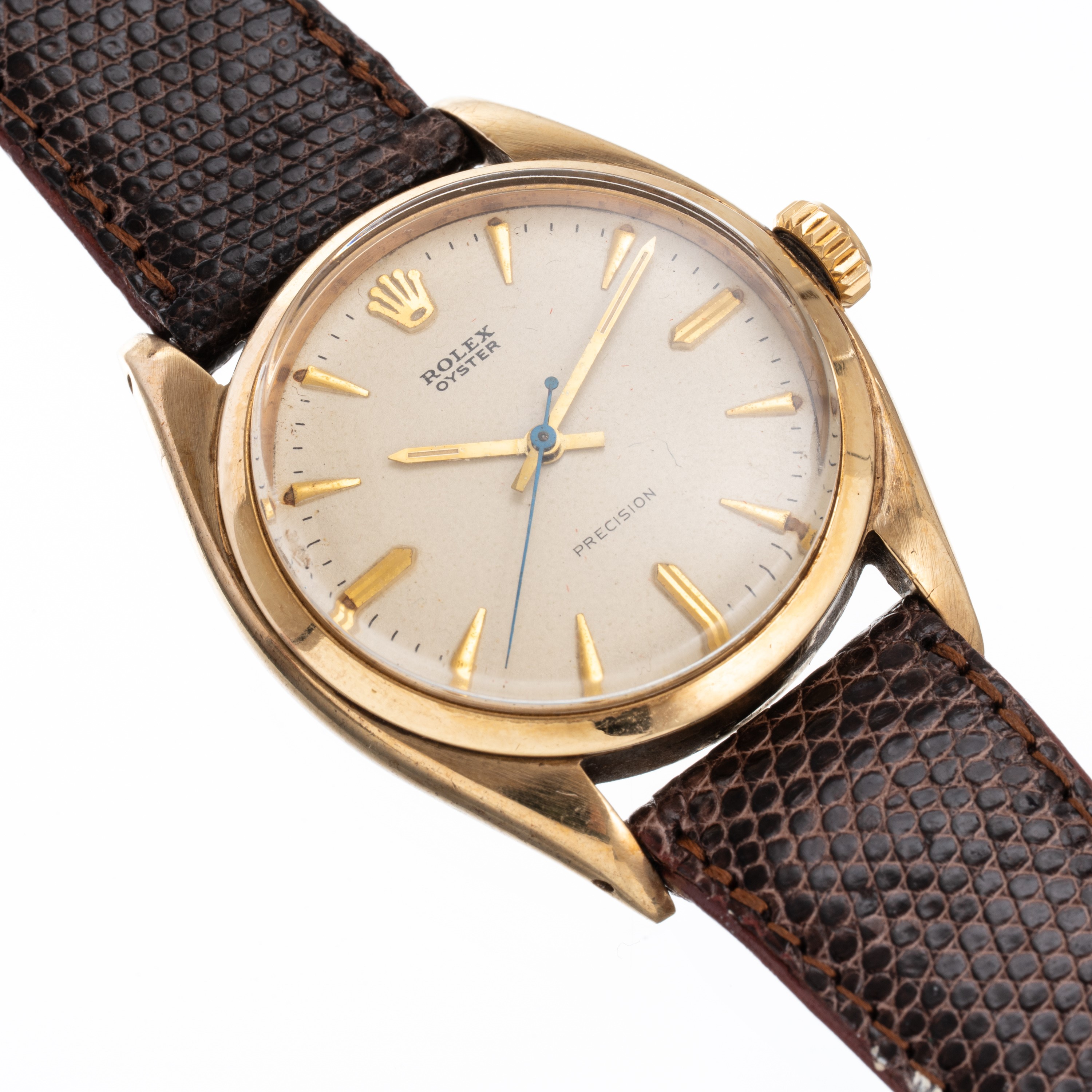 Rolex - Oyster Precision 6422, orologio da polso in oro giallo 9 kt con quadrante bianco, carica ...