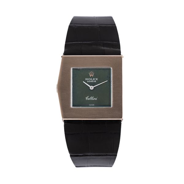 ROLEX - ROLEX - CELLINI KING MIDAS OROLOGIO SOLO TEMPO A CARICA MANUALE IN ORO BIANCO 18KT CON CASSA DI FORMA E QUADRANTE  VERDE