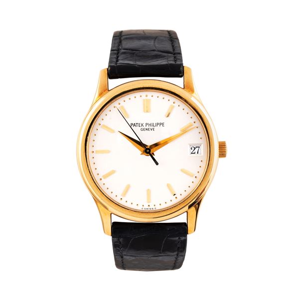 PATEK PHILIPPE - PATEK PHILIPPE - CALATRAVA OROLOGIO A CARICA AUTOMATICA IN ORO GIALLO 18KT CON QUADRANTE ARGENTE',DATARIO AD ORE TRE E SECONDI CENTRALI