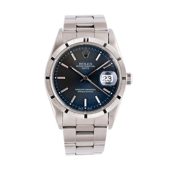 ROLEX - ROLEX - OYSTER PERPETUAL DATE OROLOGIO SOLO TEMPO A CARICA AUTOMATICA CON QUADRANTE BLU