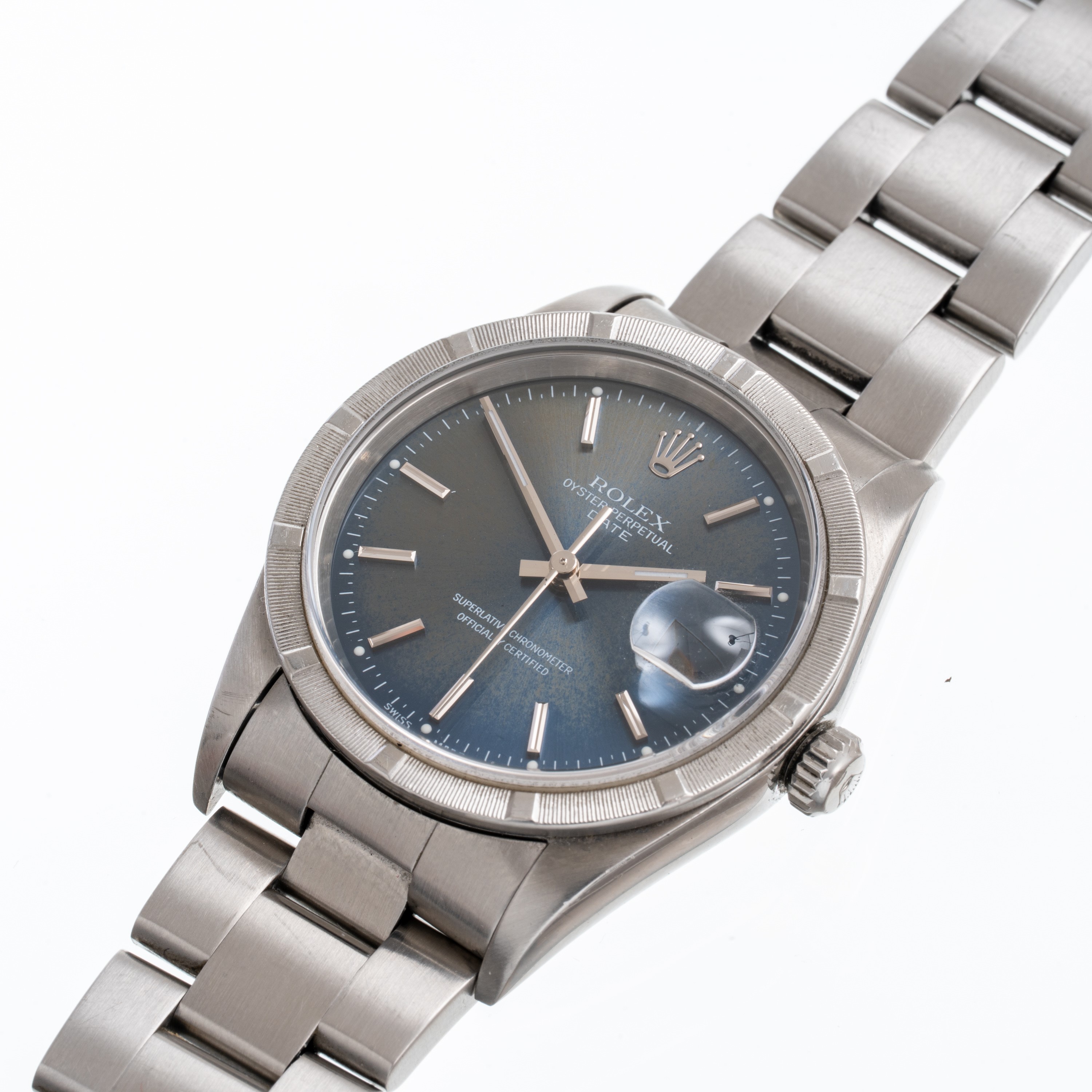 Rolex - Oyster Perpetual Date 15210, cal. 3135, acciaio e quadrante blu