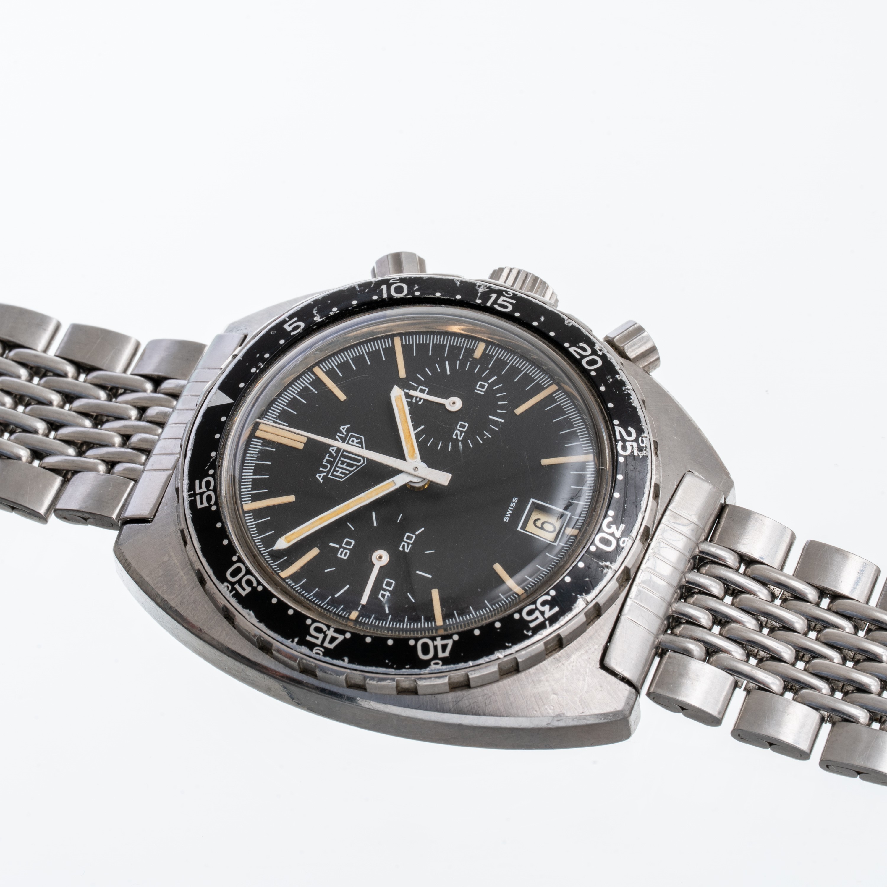 Heuer - Autavia Military 73463 cronografo manuale in acciaio con quadrante nero