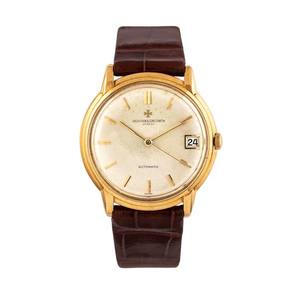 VACHERON CONSTANTIN - VACHERON CONSTANTIN  OROLOGIO SOLO TEMPO A CARICA AUTOMATICA IN ORO GIALLO 18KT CON CASSA A SCALINO E DATARIO AD ORE TRE.