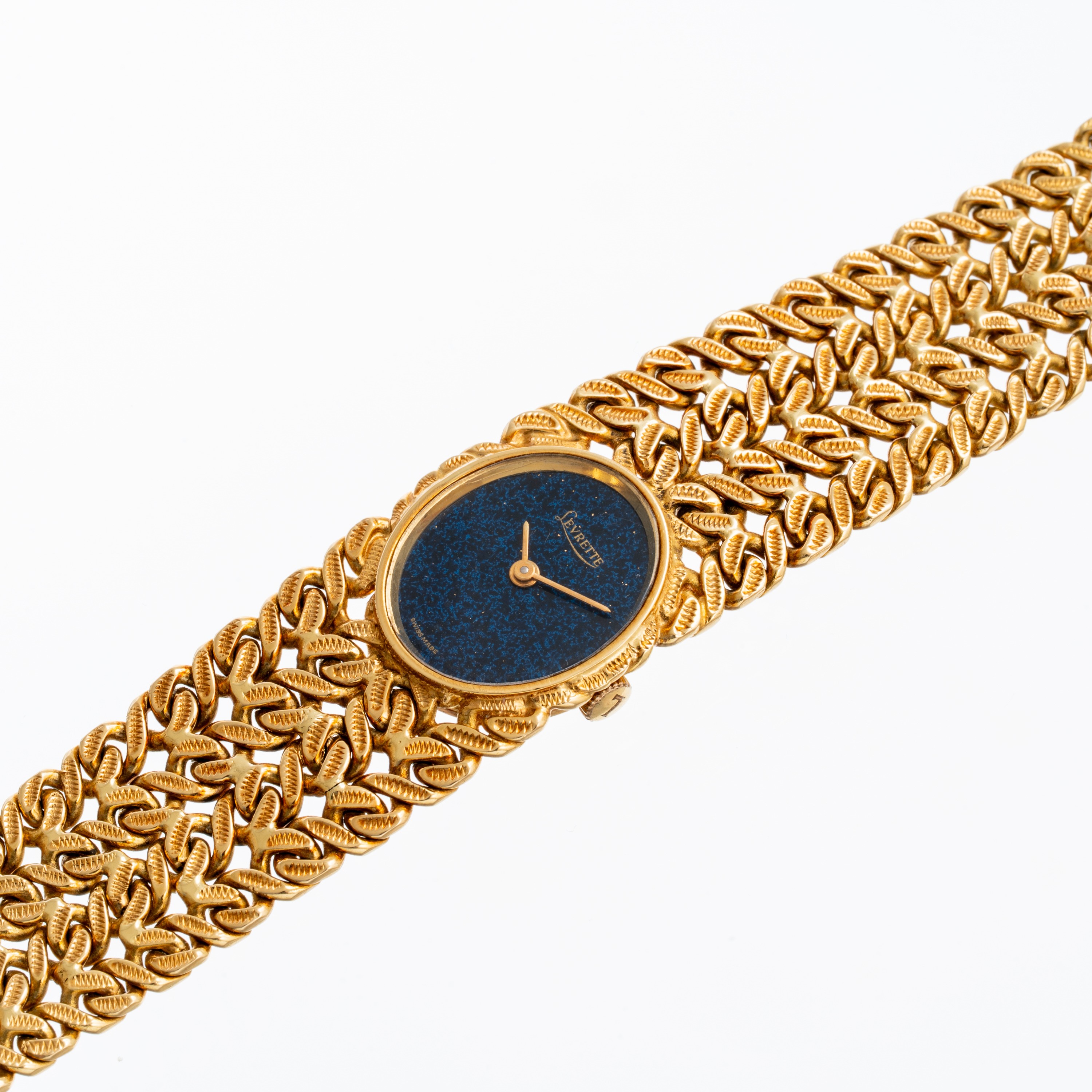Levrette - Orologio da polso “solo tempo” in oro giallo 18 kt con quadrante laccato blu