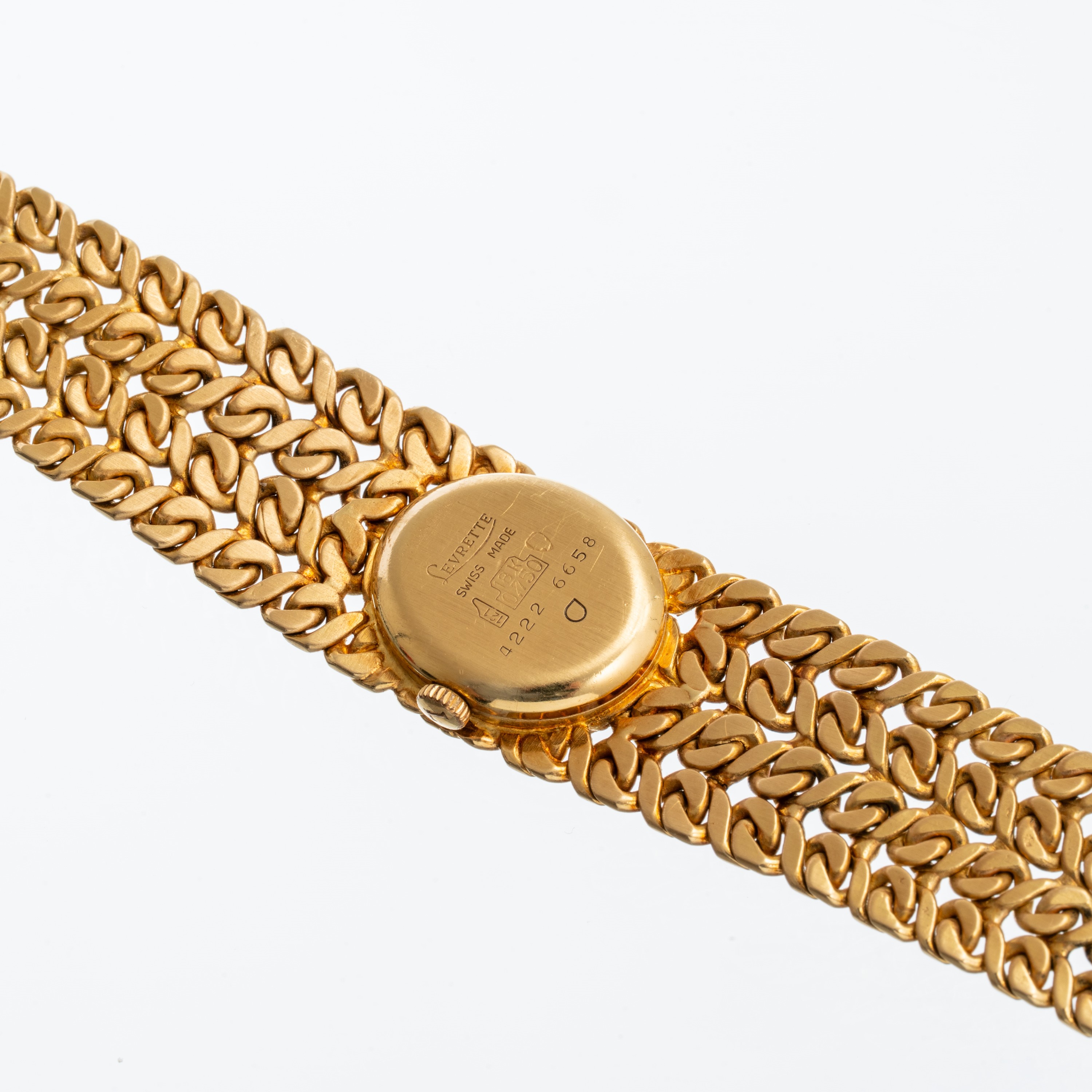 Levrette - Orologio da polso “solo tempo” in oro giallo 18 kt con quadrante laccato blu