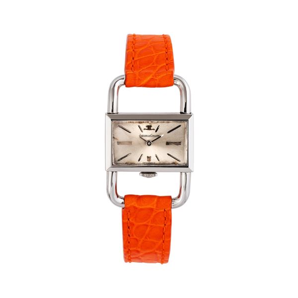 JAEGER LE COULTRE - JAEGER LECOULTRE - LUCCHETTO OROLOGIO SOLO TEMPO A CARICA MANUALE IN ACCIAIO CON QUADRANTE ARGENTE'