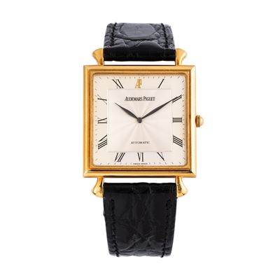 Orologio solo tempo automatico in oro giallo 18kt con quadrante bianco bitonale guilloché