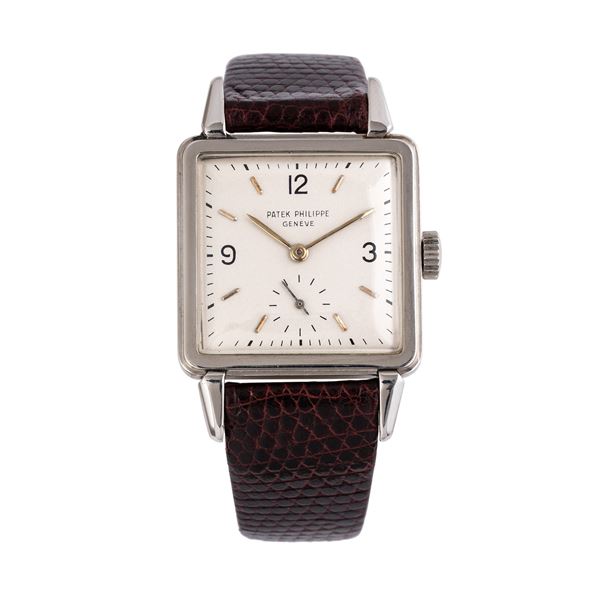 PATEK PHILIPPE - PATEK PHILIPPE - CIOCCOLATONE OROLOGIO SOLO TEMPO A CARICA MANUALE IN PLATINO CON QUADRANTE BIANCO E PICCOLI SECONDI AD ORE SEI