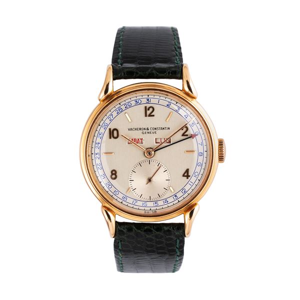 VACHERON CONSTANTIN - VACHERON CONSTANTN - CALENDARIO COMPLETO OROLOGIO A CARICA MANUALE IN ORO ROSA 18KT CON ANSE DI FORMA E TRIPLO CALENDARIO