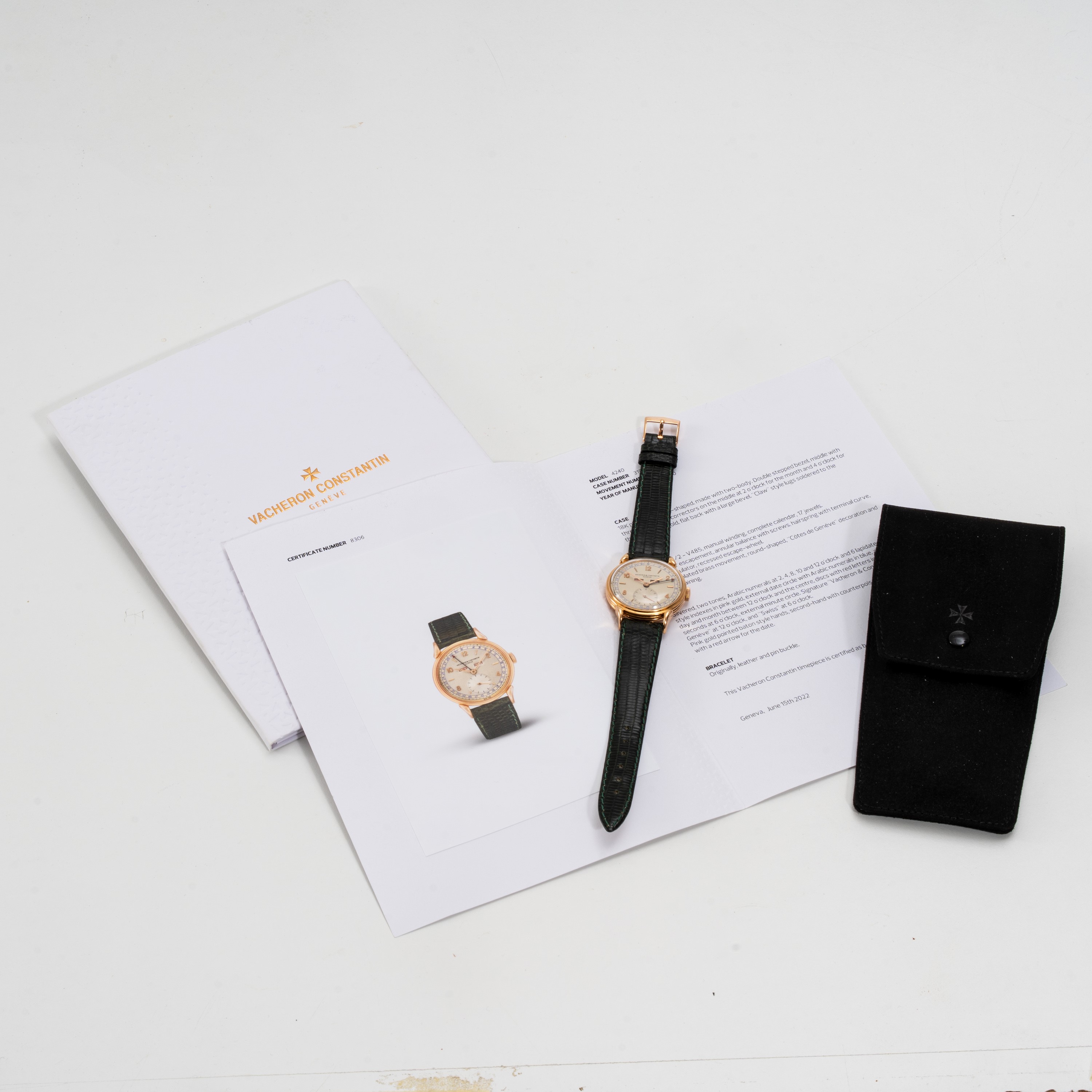 Vacheron Constantin - Calendar 4240, orologio da polso in oro rosa 18 kt a carica manuale con tri...