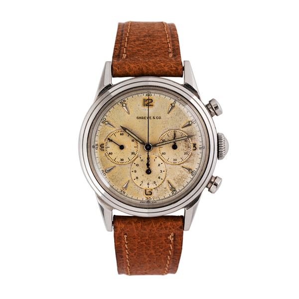 MOVADO - MOVADO - M95 CRONOGRAFO A CARICA MANUALE IN ACCIAIO CON QUADRANTE BIANCO E PERSONALIZZAZIONE DEL RIVENDITORE 'SHREVE & CO'
