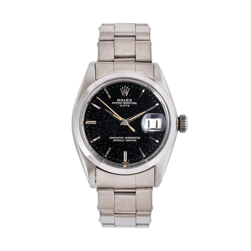 Rolex, Rolex - Oyster Perpetual Date Ref. 1500, orologio automatico con quadrante nero gilt e dat...