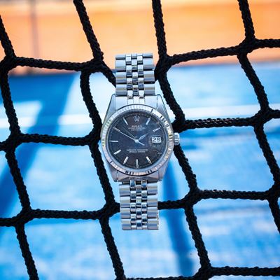 Datejust ref. 1601 (1969), orologio solo tempo automatico in acciaio con quadrante tropicale e br...