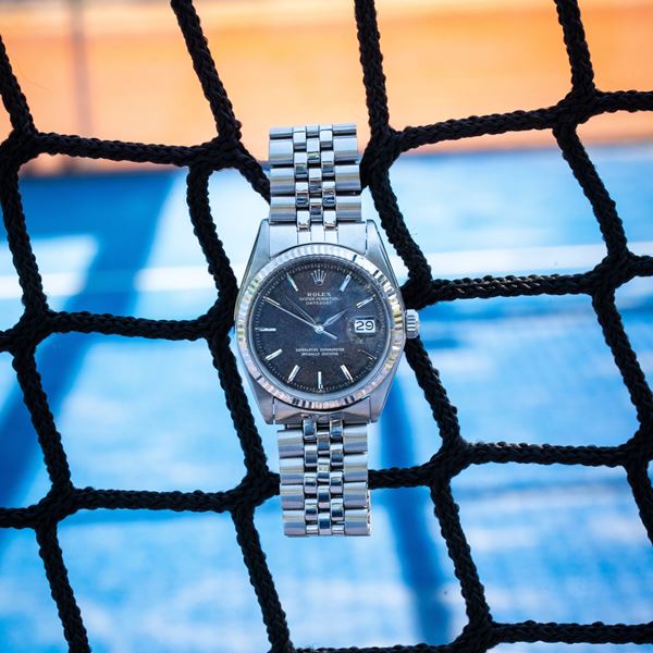 ROLEX - ROLEX - DATEJUST OROLOGIO SOLO TEMPO IN ACCIAIO A CARICA AUTOMATICA CON DATARIO AD ORE TRE, QUADRANTE GRAFICA ORO TROPICALE E BRACCIALE JUBILEE.