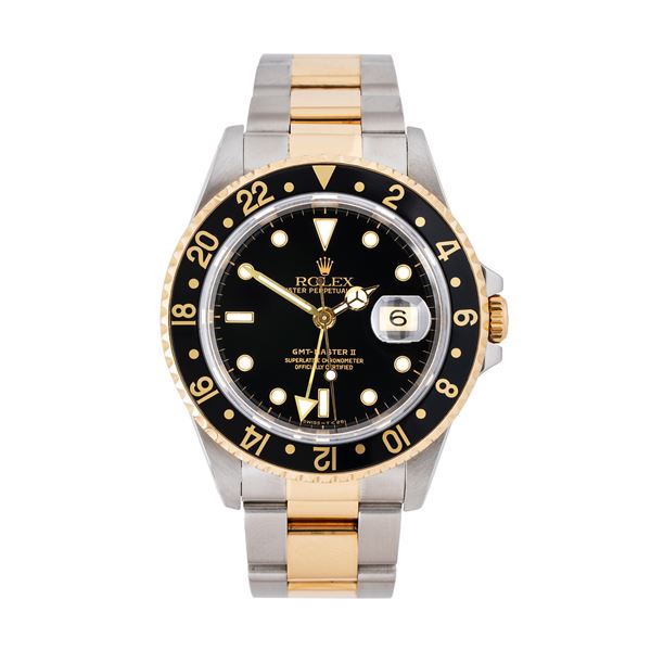 ROLEX - ROLEX - GMT MASTER II OROLOGIO GMT A CARICA AUTOMATICA IN ACCIAIO E ORO GIALLO 18KT CON QUADRANTE NERO, GHIERA NERA E DATARIO AD ORE TRE