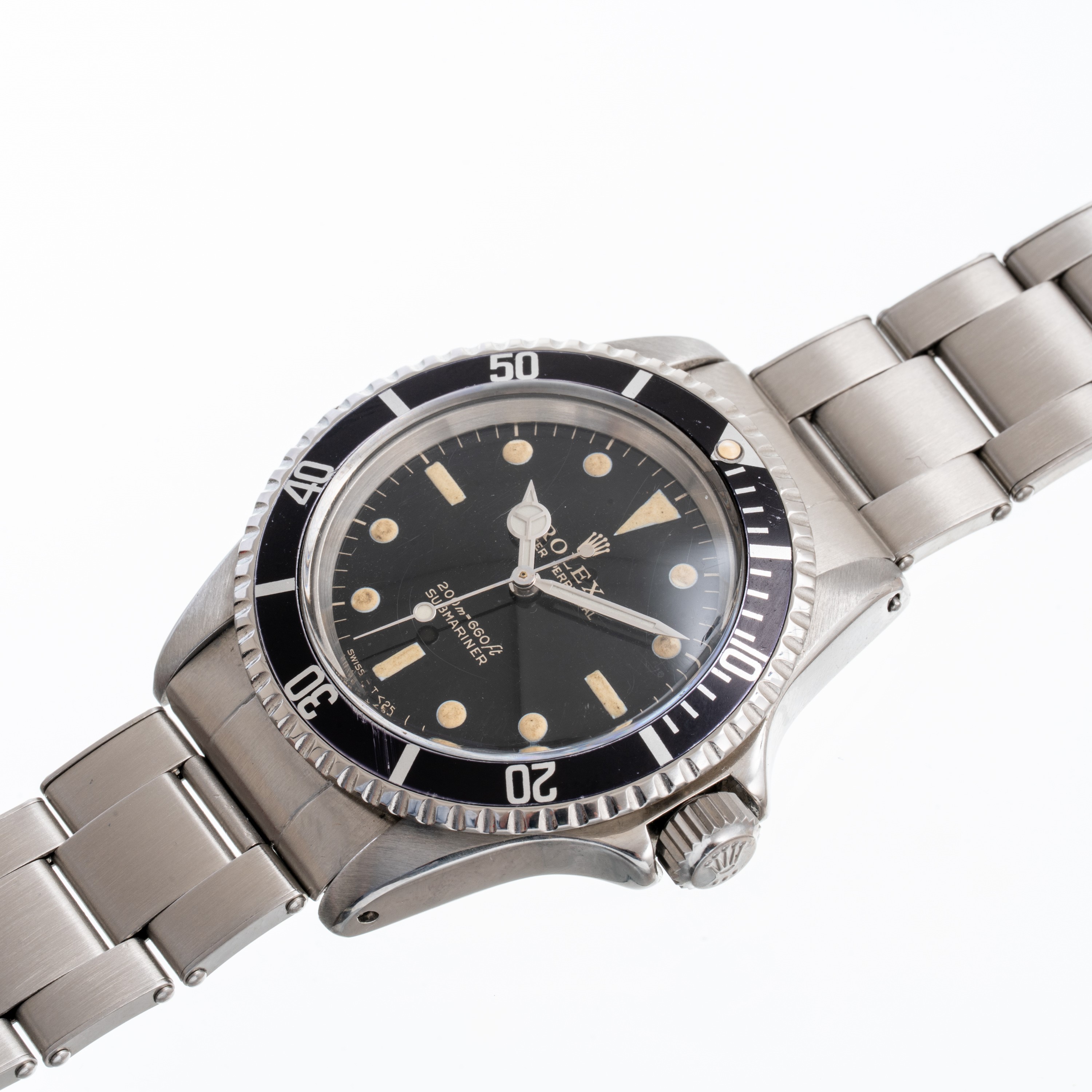 Rolex - Submariner Ref. 5513, orologio subacqueo automatico in acciaio con quadrante nero gilt