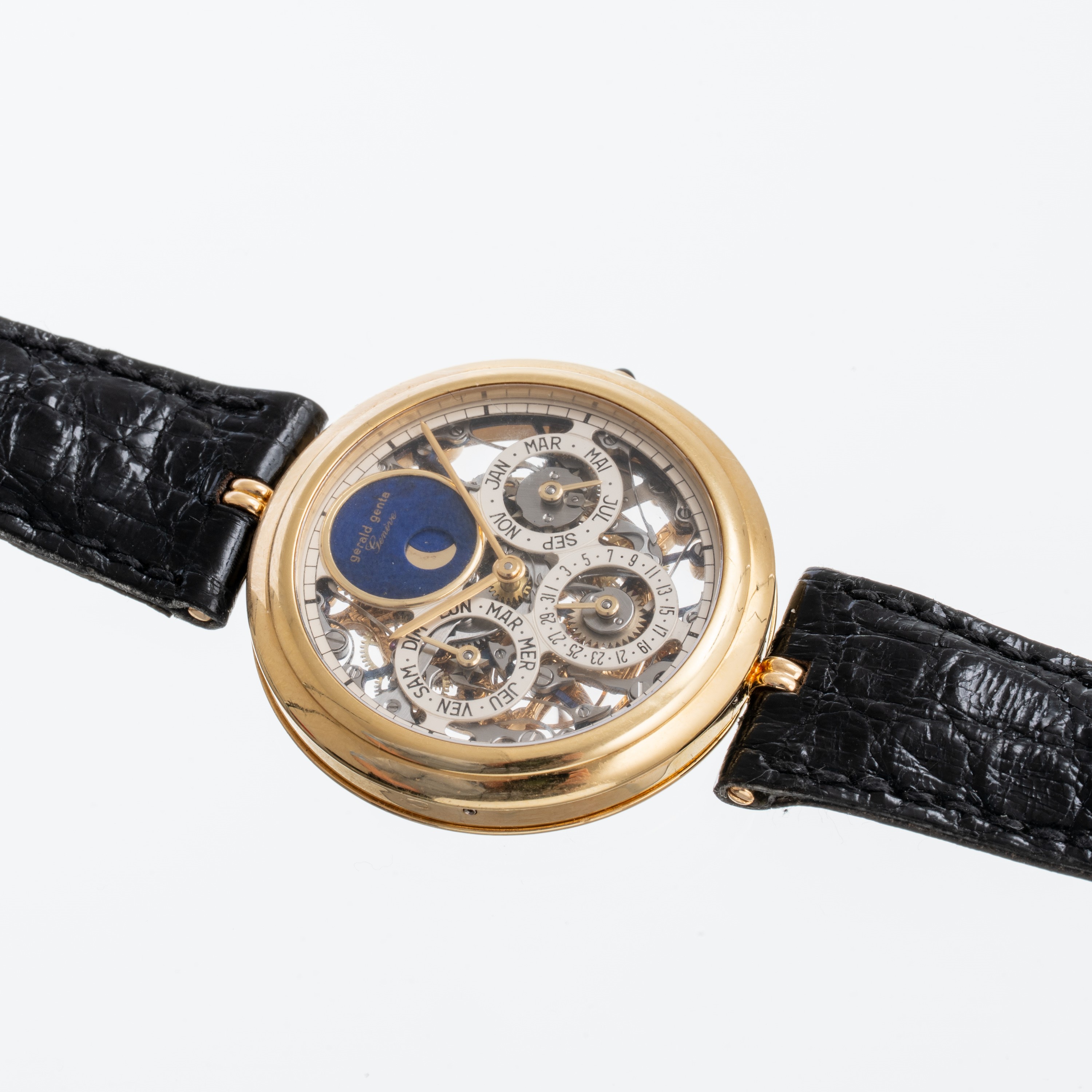 Gerald Genta - Perpetual Calendar Skeleton, orologio da polso in oro giallo 18kt a carica automat...