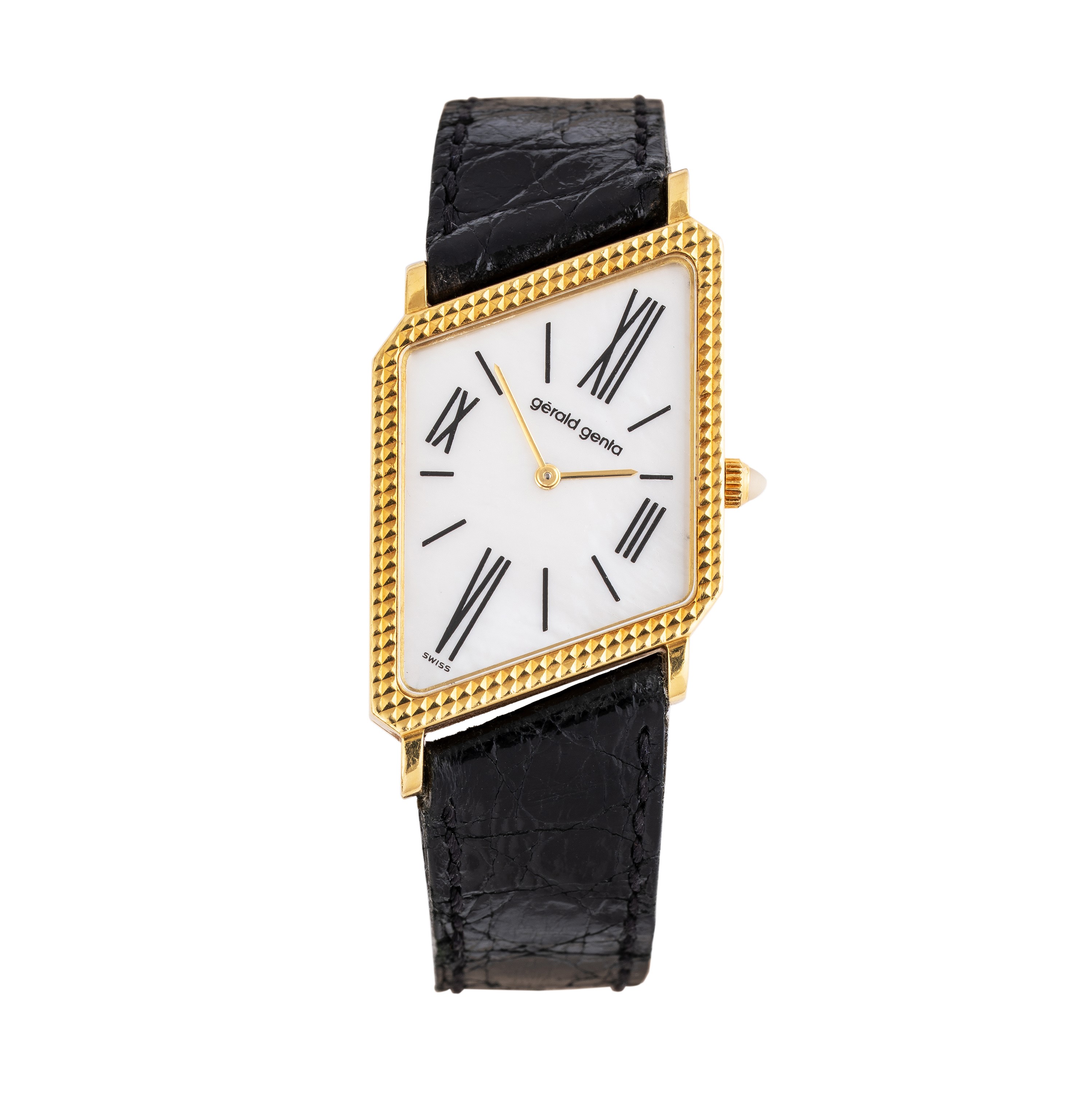 Gerald Genta - Asimmetrico — Orologio solo tempo a carica manuale in oro giallo 18 kt con quadran...