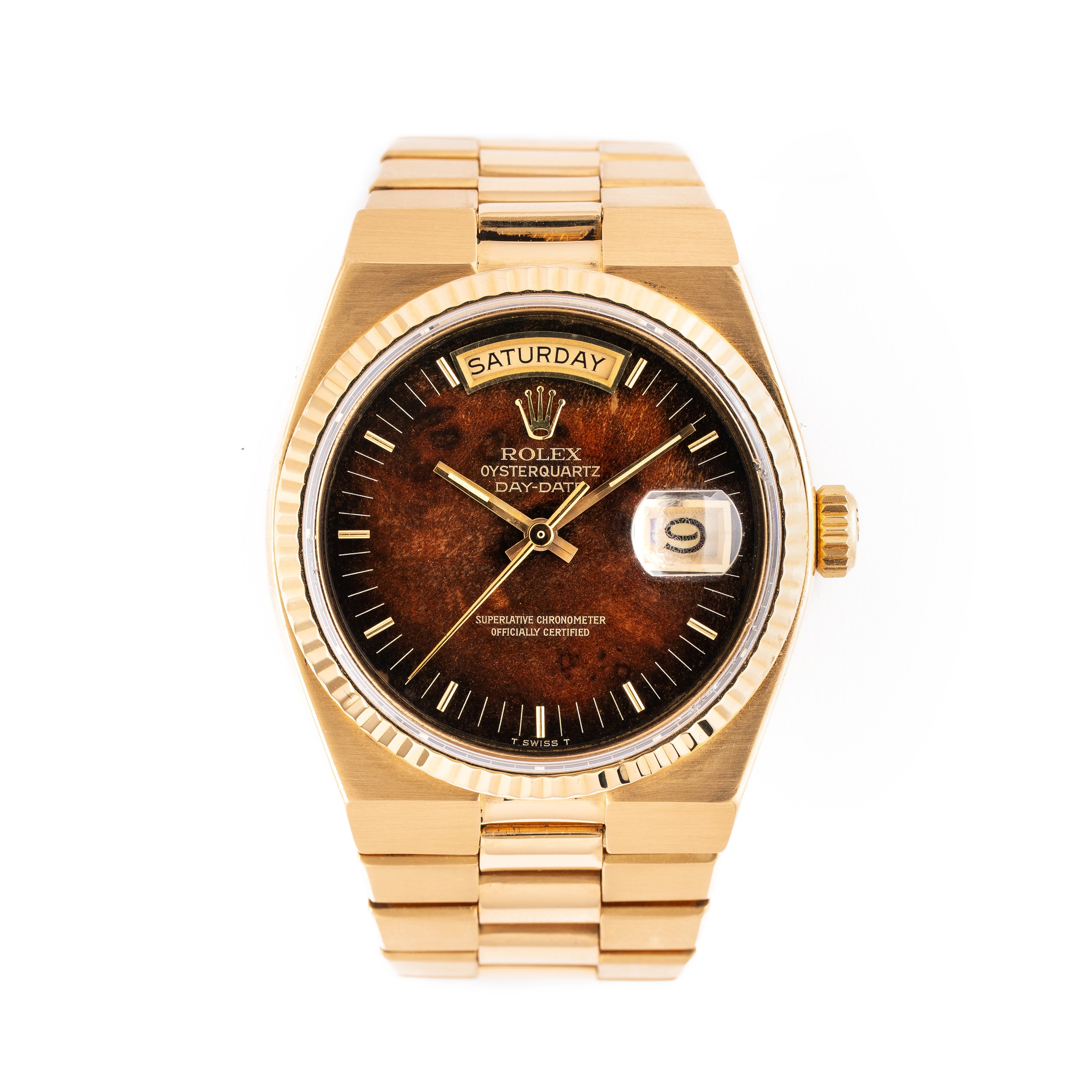 Rolex - Day-Date Oysterquartz 19018, orologio al quarzo in oro giallo 18 kt con quadrante in radi...