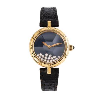 Orologio Solo Tempo in oro giallo 18 kt con quadrante blu, diamanti e movimento al quarzo