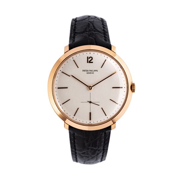 PATEK PHILIPPE - PATEK PHILIPPE - CALATRAVA DISCO VOLANTE OROLOGIO SOLO TEMPO A CARICA MANUALE IN ORO ROSA 18KT CON PICCOLI SECONDI AD ORE SEI