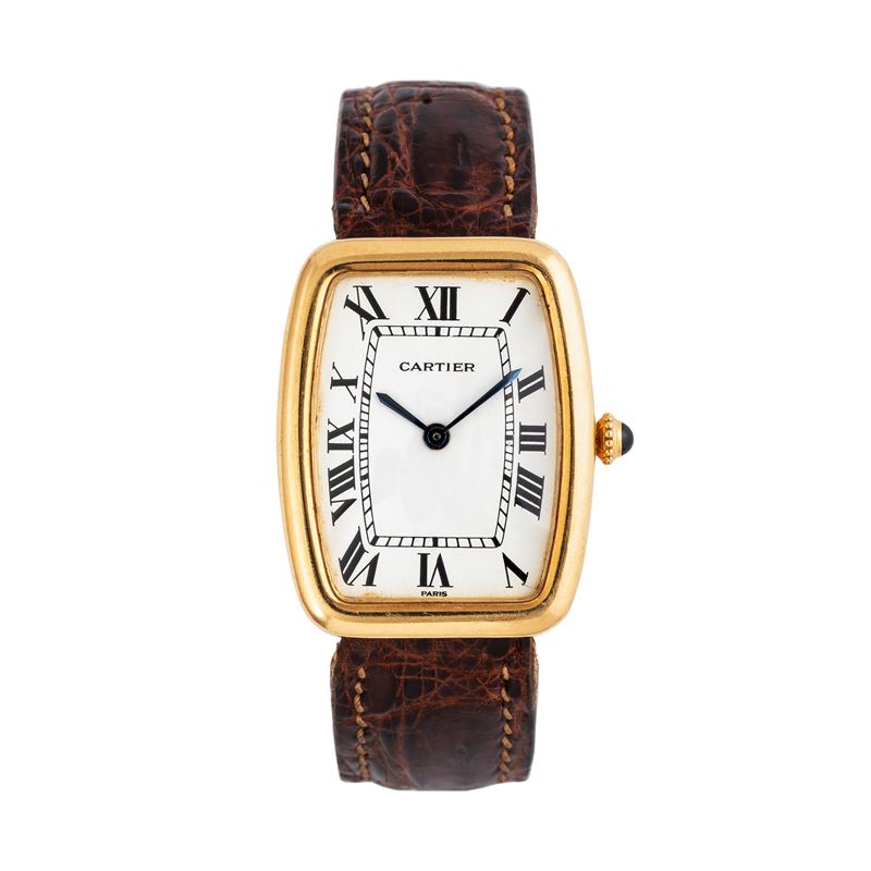 Cartier - Orologio solo tempo a carica manuale Fabergé in oro giallo 18 kt con quadrante bianco