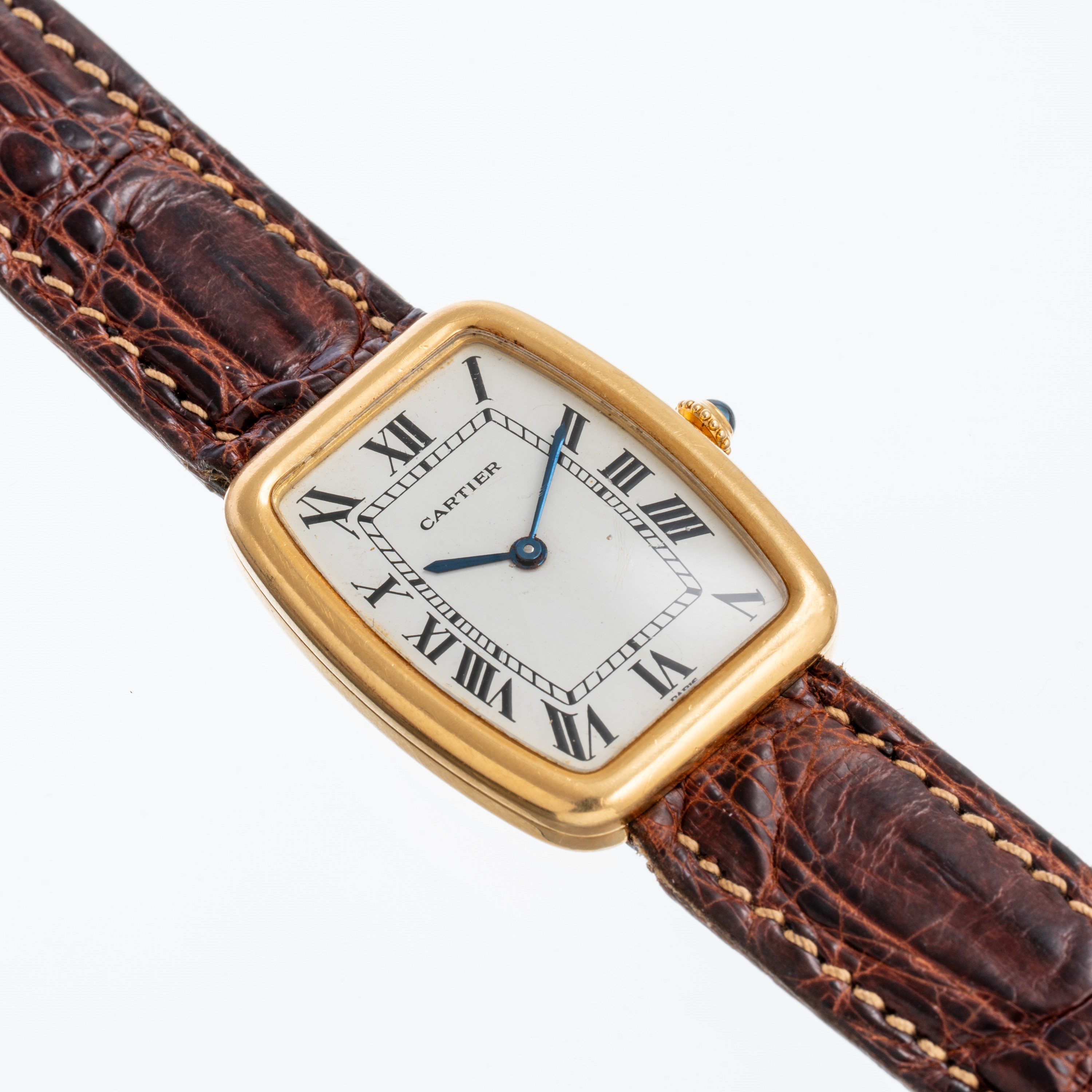 Cartier - Orologio solo tempo a carica manuale Fabergé in oro giallo 18 kt con quadrante bianco