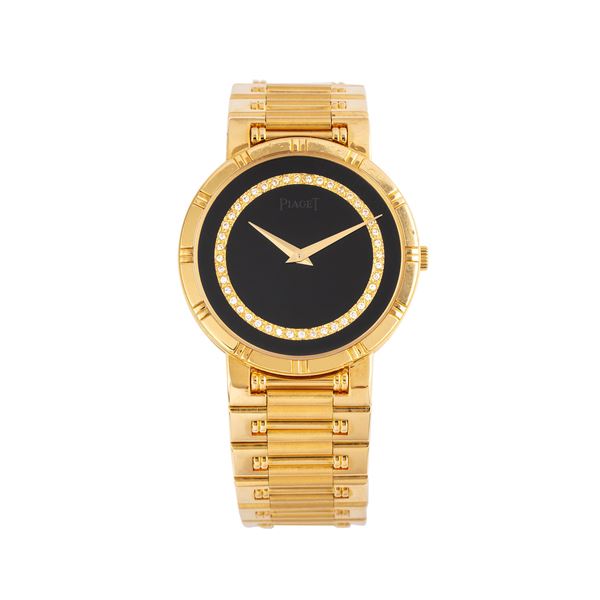 PIAGET - PIAGET - DANCER OROLOGIO SOLO TEMPO AL QUARZO IN ORO GIALLO 18KT CON QUADRANTE IN ONICE E DIAMANTI TAGLIO BRILLANTE E BRACCIALE INTEGRATO IN ORO GIALLO 18KT