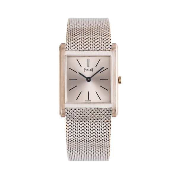PIAGET - PIAGET - TANK OROLOGIO SOLO TEMPO A CARICA MANUALE IN ORO BIANCO 18KT CON BRACCIALE INTEGRATO IN ORO BIANCO 18KT
