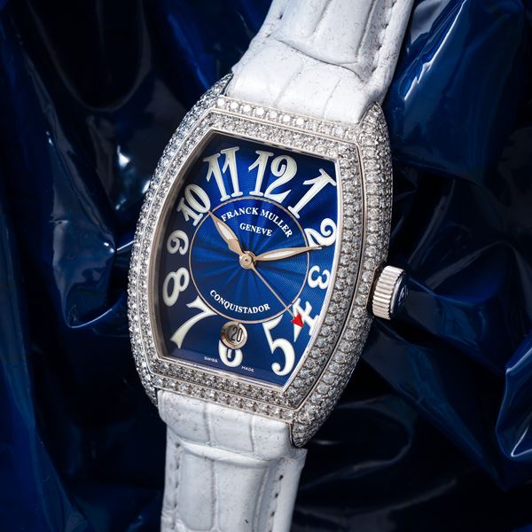 FRANCK MULLER - FRANCK MULLER - CONQUISTADOR OROLOGIO SOLO TEMPO A CARICA AUTOMATICA IN ORO BIANCO 18KT E CASSA CON DIAMANTI TAGLIO BRILLANTE