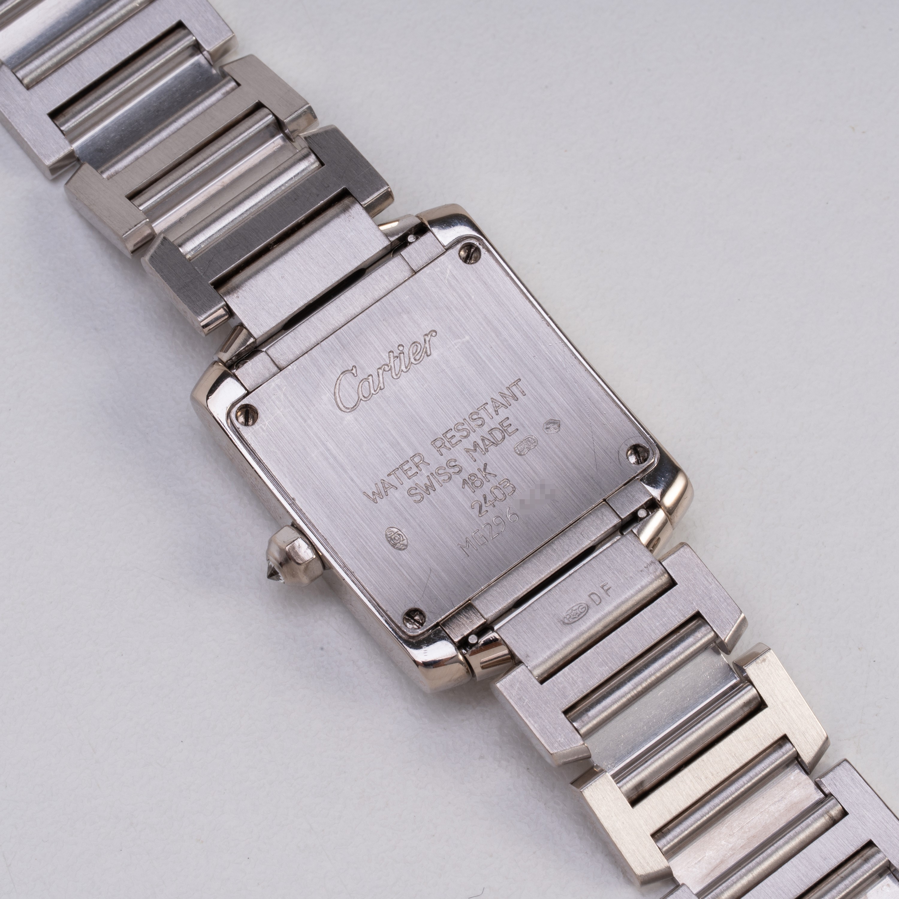 Cartier - Tank Francaise, orologio da polso solo tempo in oro bianco 18 kt con diamanti e movimen...