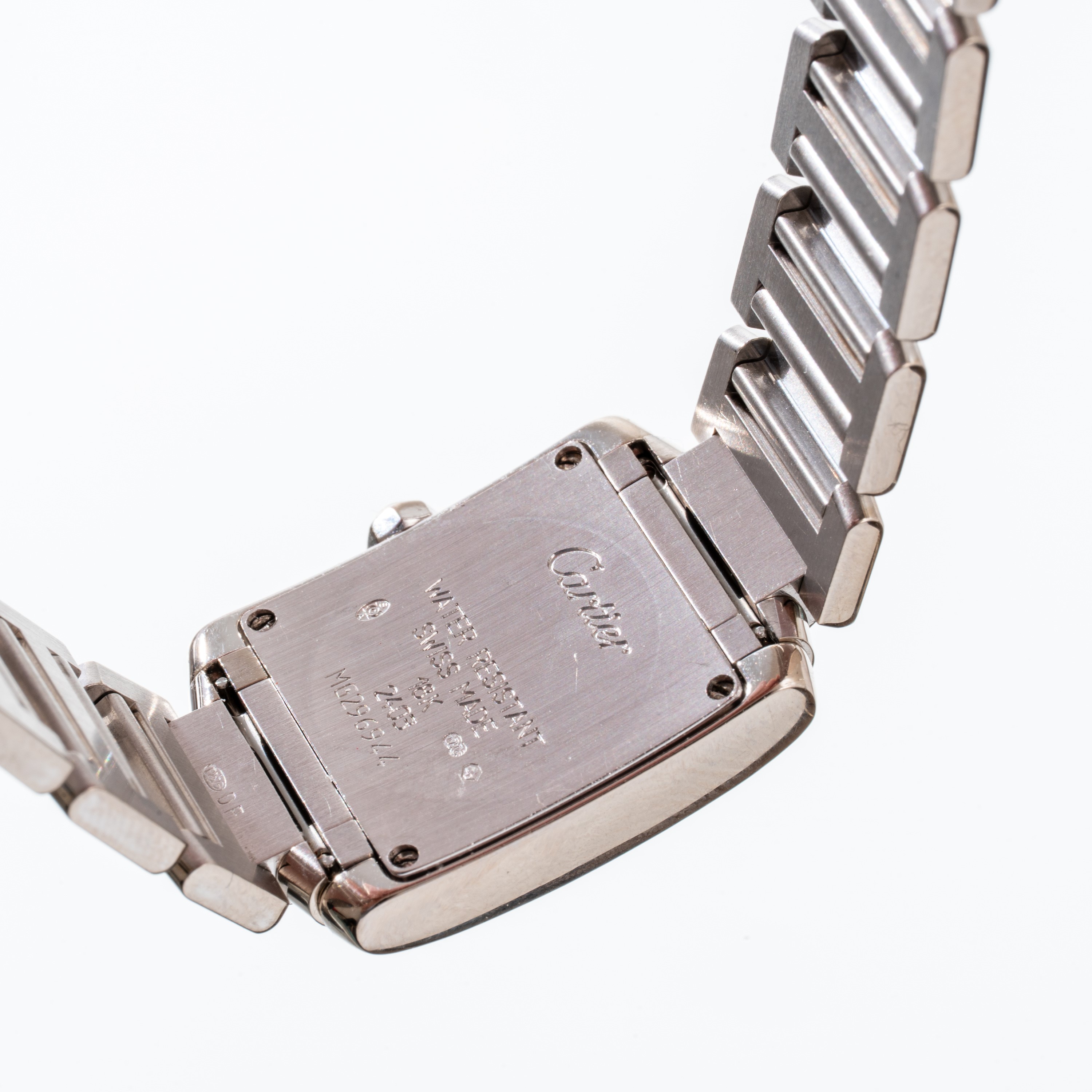 Cartier - Tank Francaise, orologio da polso solo tempo in oro bianco 18 kt con diamanti e movimen...