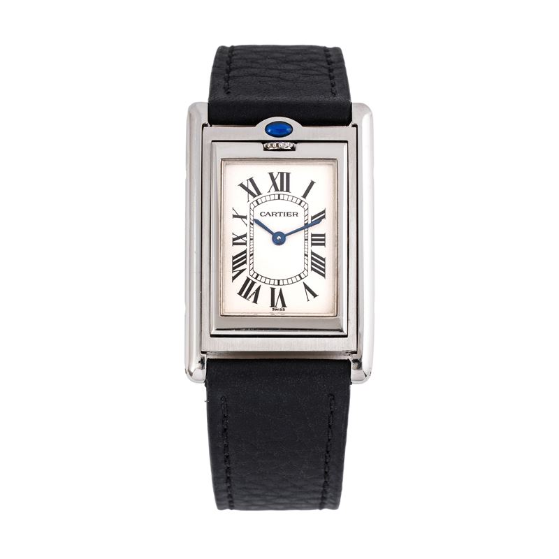 Cartier - Basculante 2405 — orologio solo tempo in acciaio al quarzo, cassa reversibile