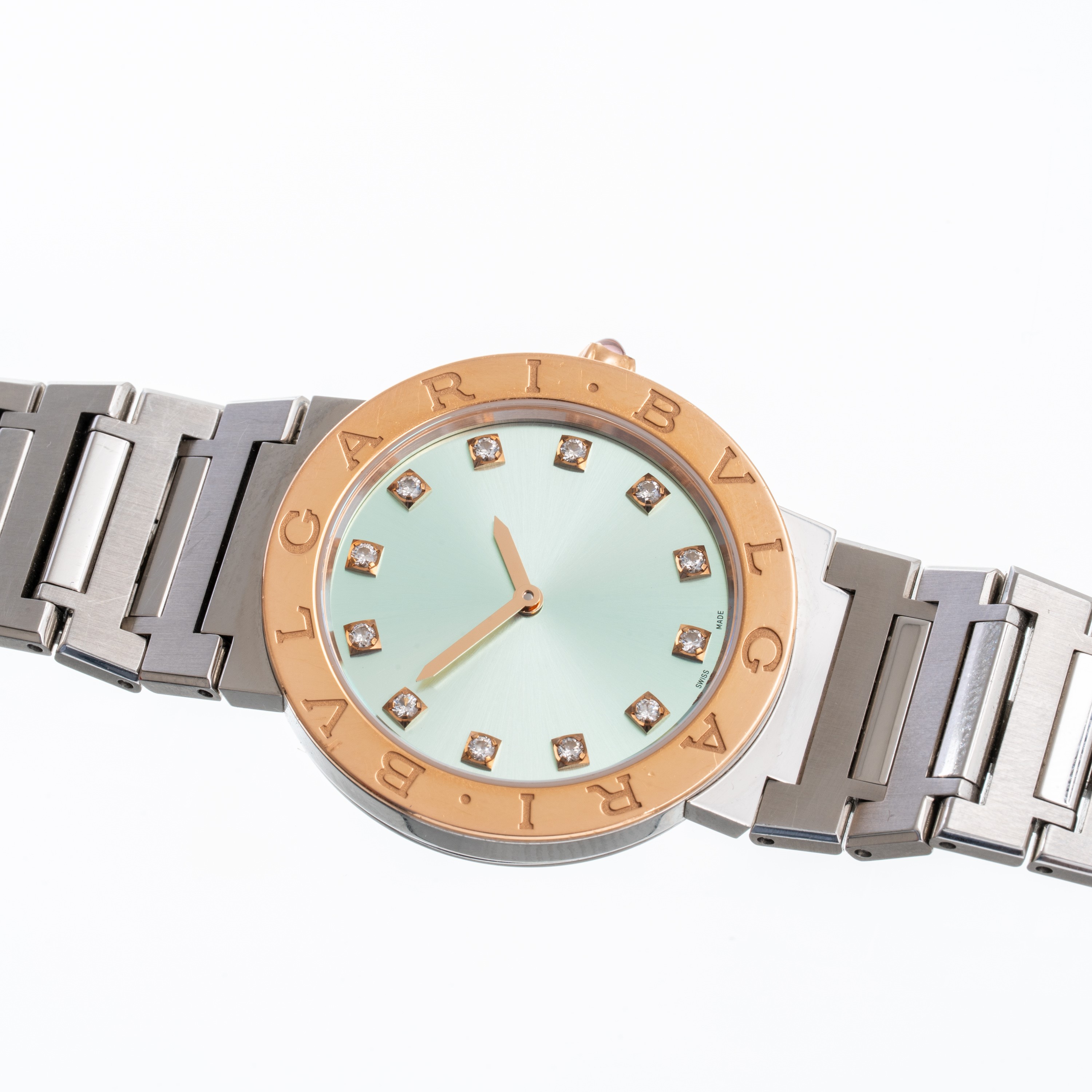 Bulgari - Bvlgari Bvlgari, Orologio Solo Tempo al quarzo in acciaio con quadrante azzurro, ghiera...