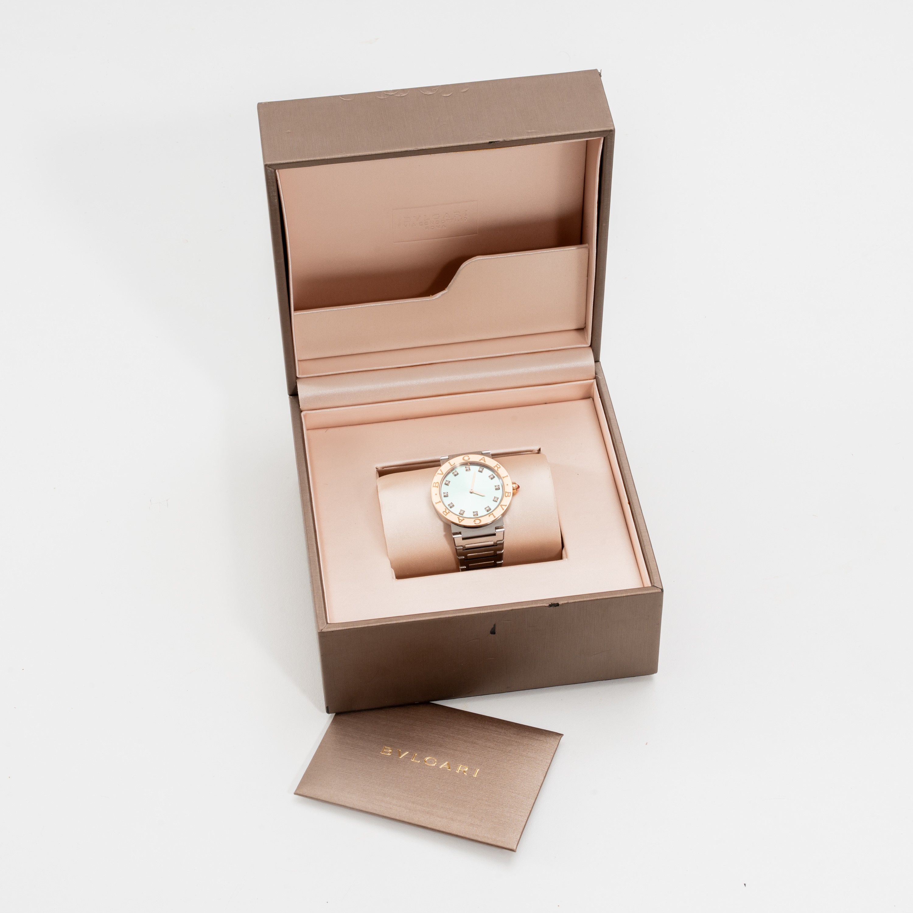Bulgari - Bvlgari Bvlgari, Orologio Solo Tempo al quarzo in acciaio con quadrante azzurro, ghiera...