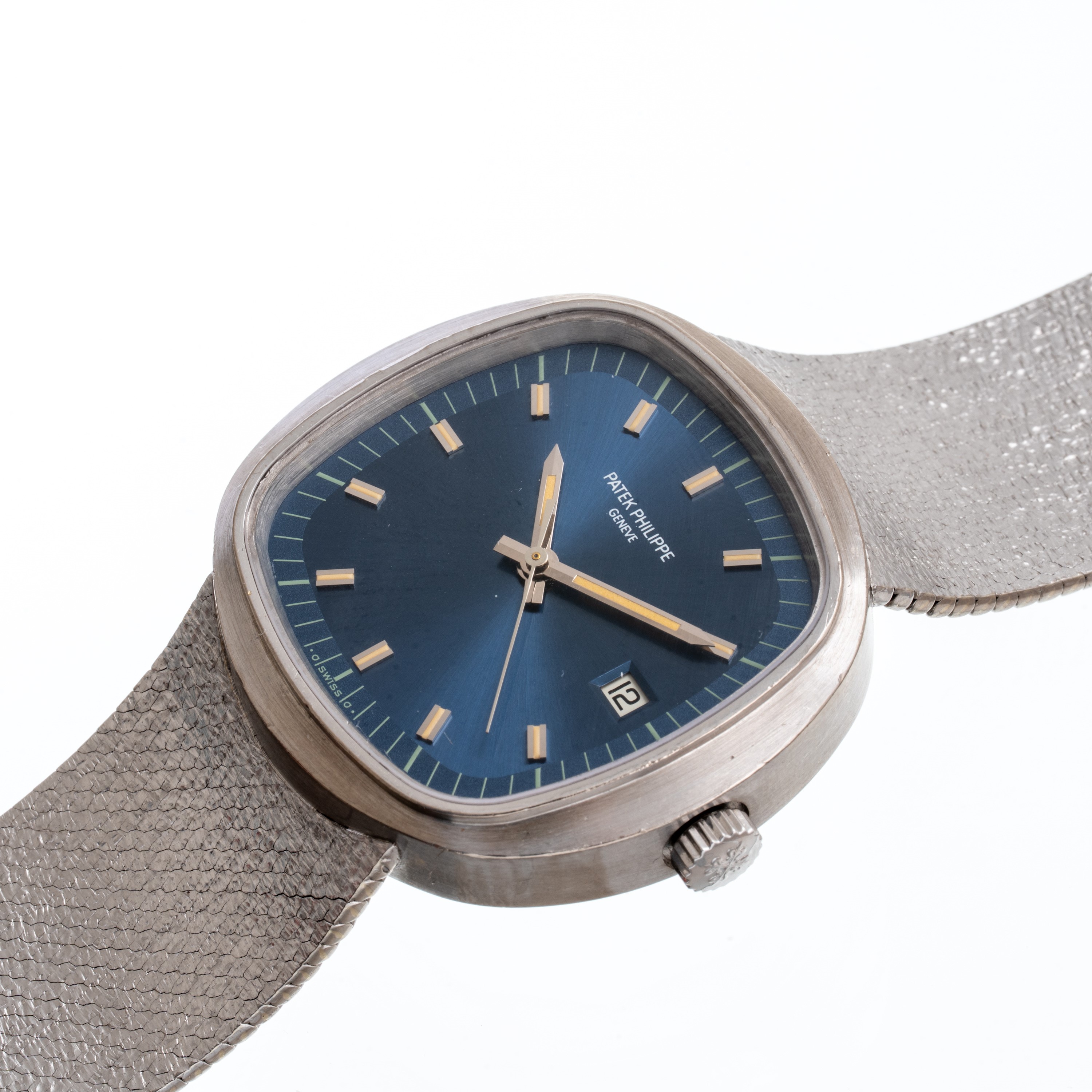Patek Philippe - Beta 21 — orologio solo tempo al quarzo in oro bianco 18 kt con quadrante blu “S...
