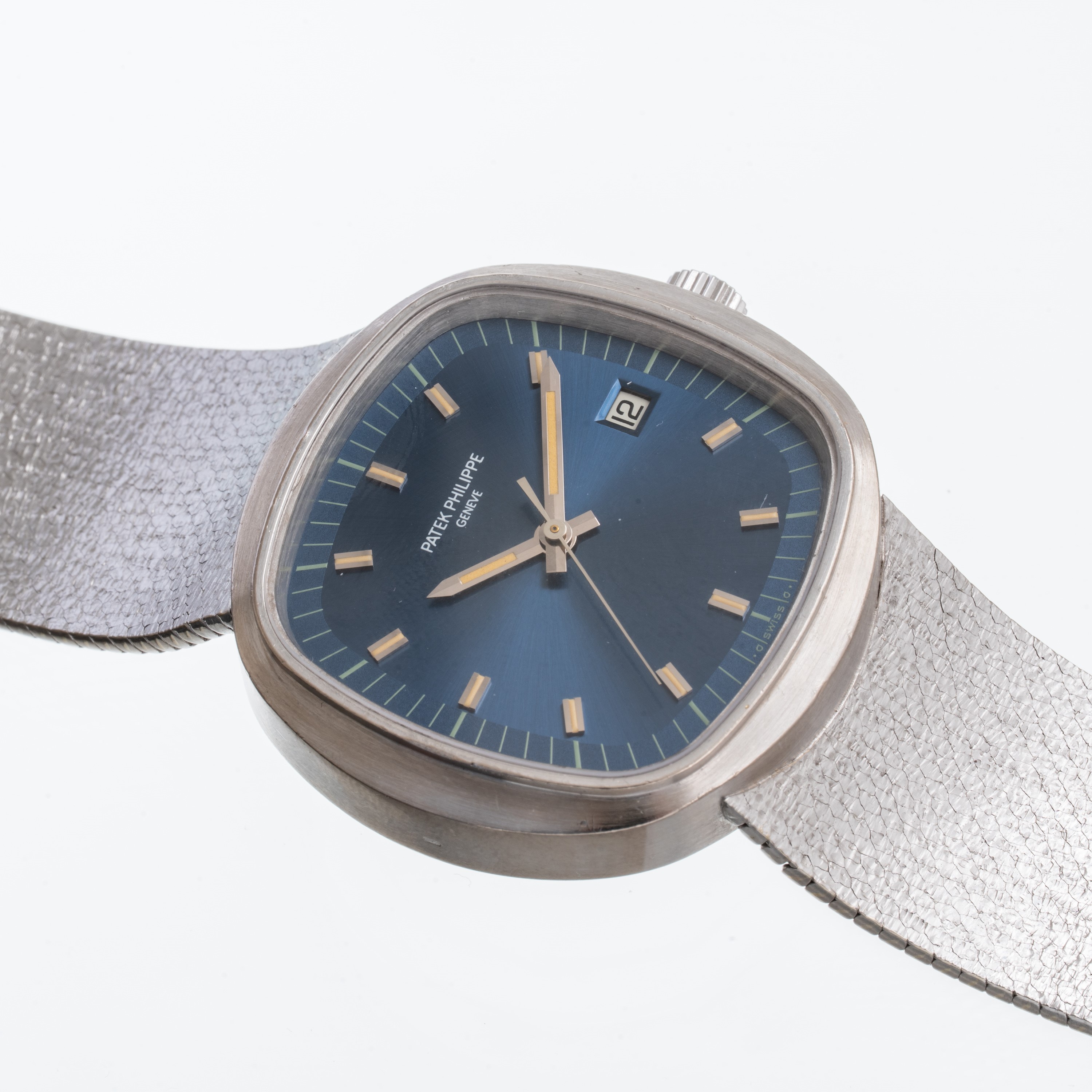 Patek Philippe - Beta 21 — orologio solo tempo al quarzo in oro bianco 18 kt con quadrante blu “S...