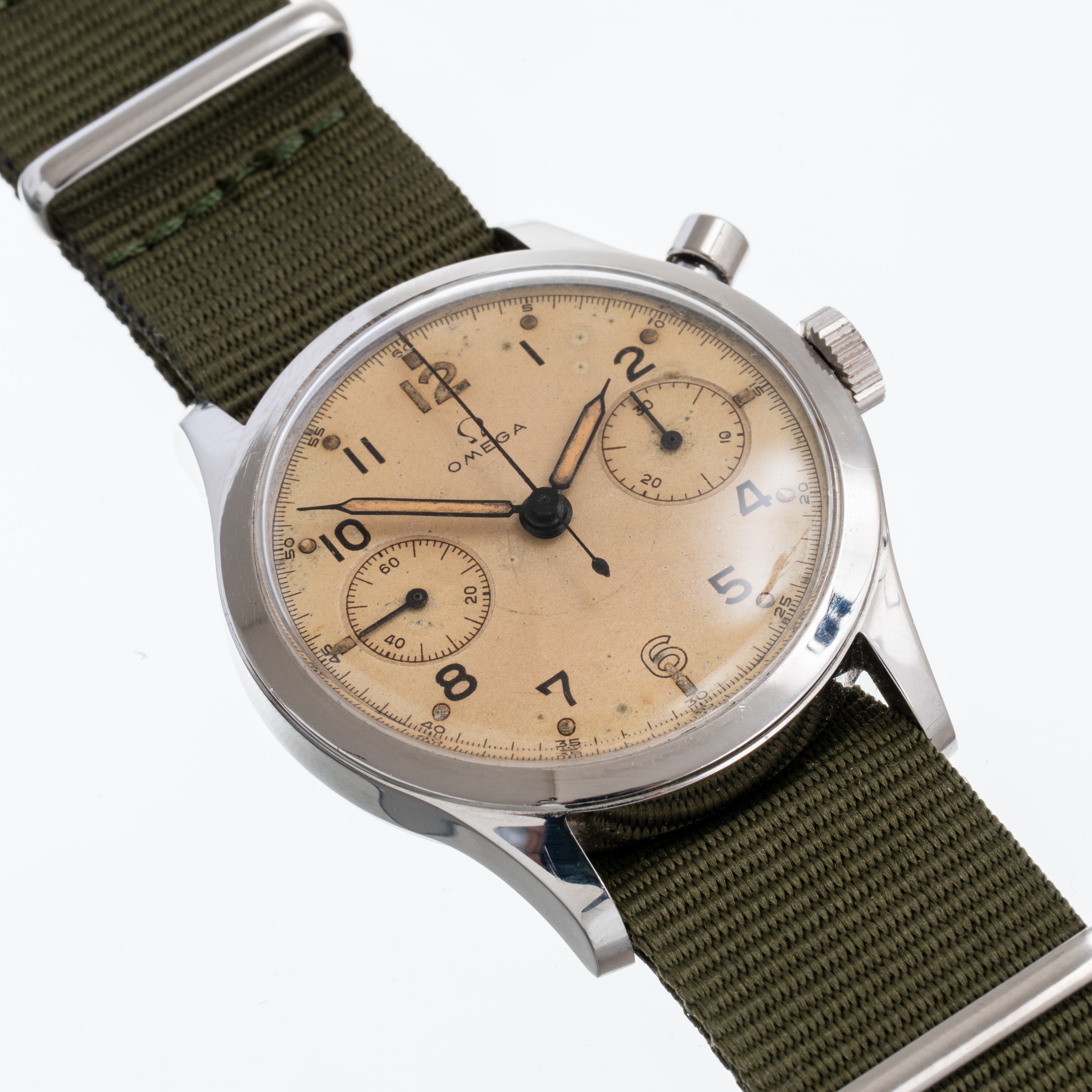 Omega - Cronografo militare canadese, cronografo monopulsante in acciaio con calibro 2221