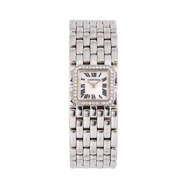 CARTIER - CARTIER - LADY PANTHERE RUBAN OROLOGIO SOLO TEMPO AL QUARZO IN ORO BIANCO 18KT CON QUADRANTE IN MADREPERLA E GHIERA DIAMANTI TAGLIO BRILLANTE