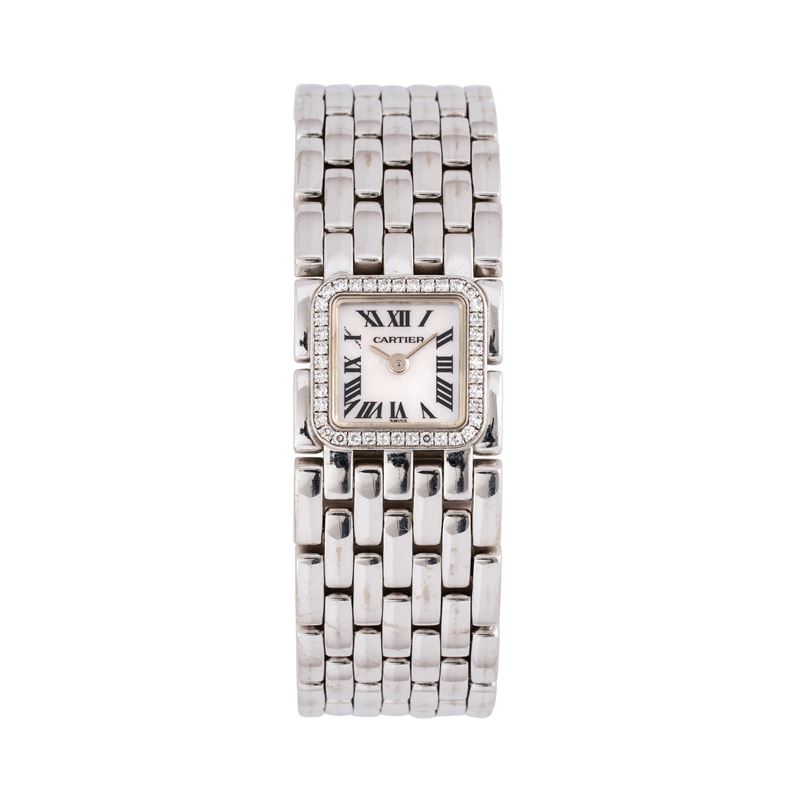 Cartier - Lady Panthere Ruban 2422, orologio solo tempo al quarzo in oro bianco 18kt con quadrant...