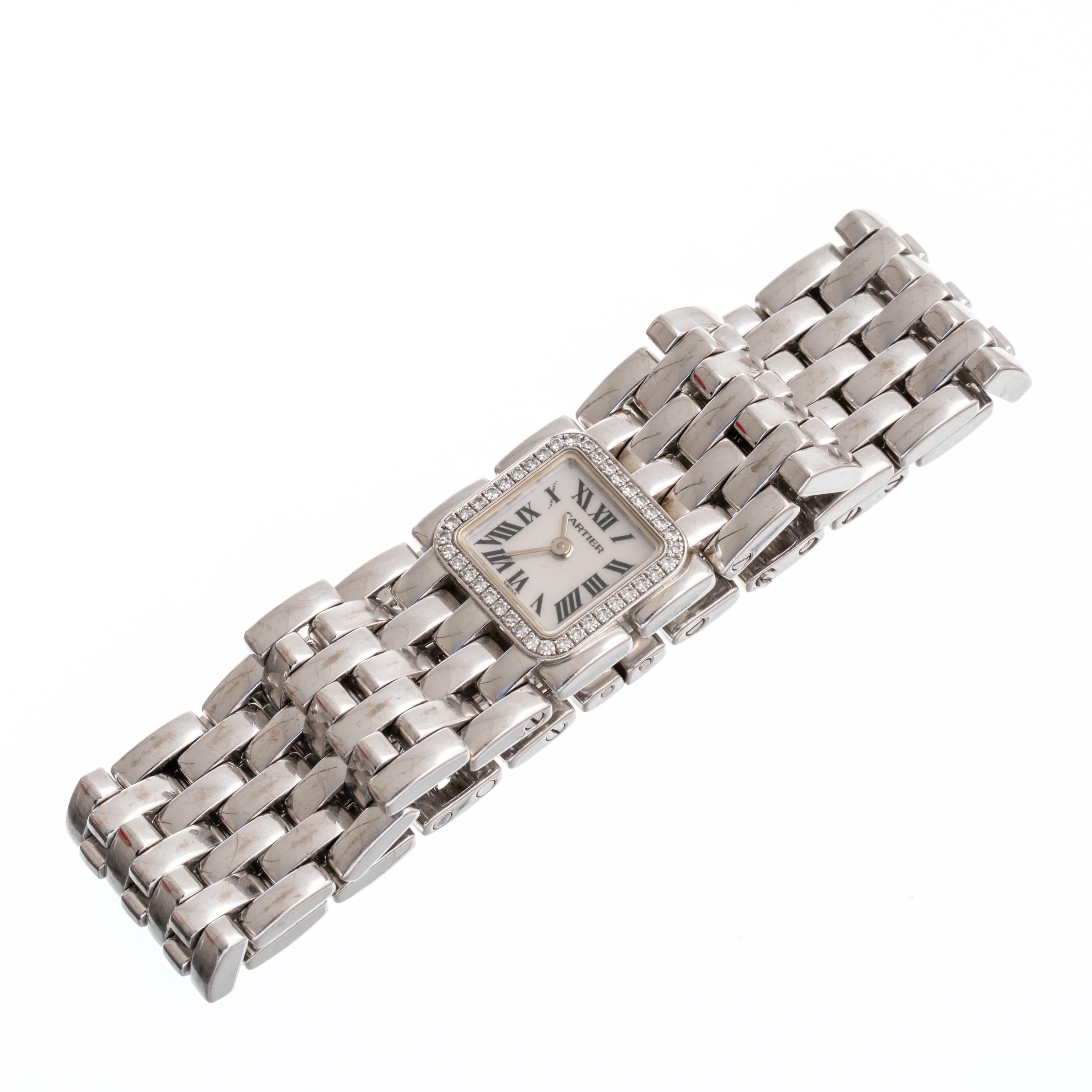 Cartier - Lady Panthere Ruban 2422, orologio solo tempo al quarzo in oro bianco 18kt con quadrant...