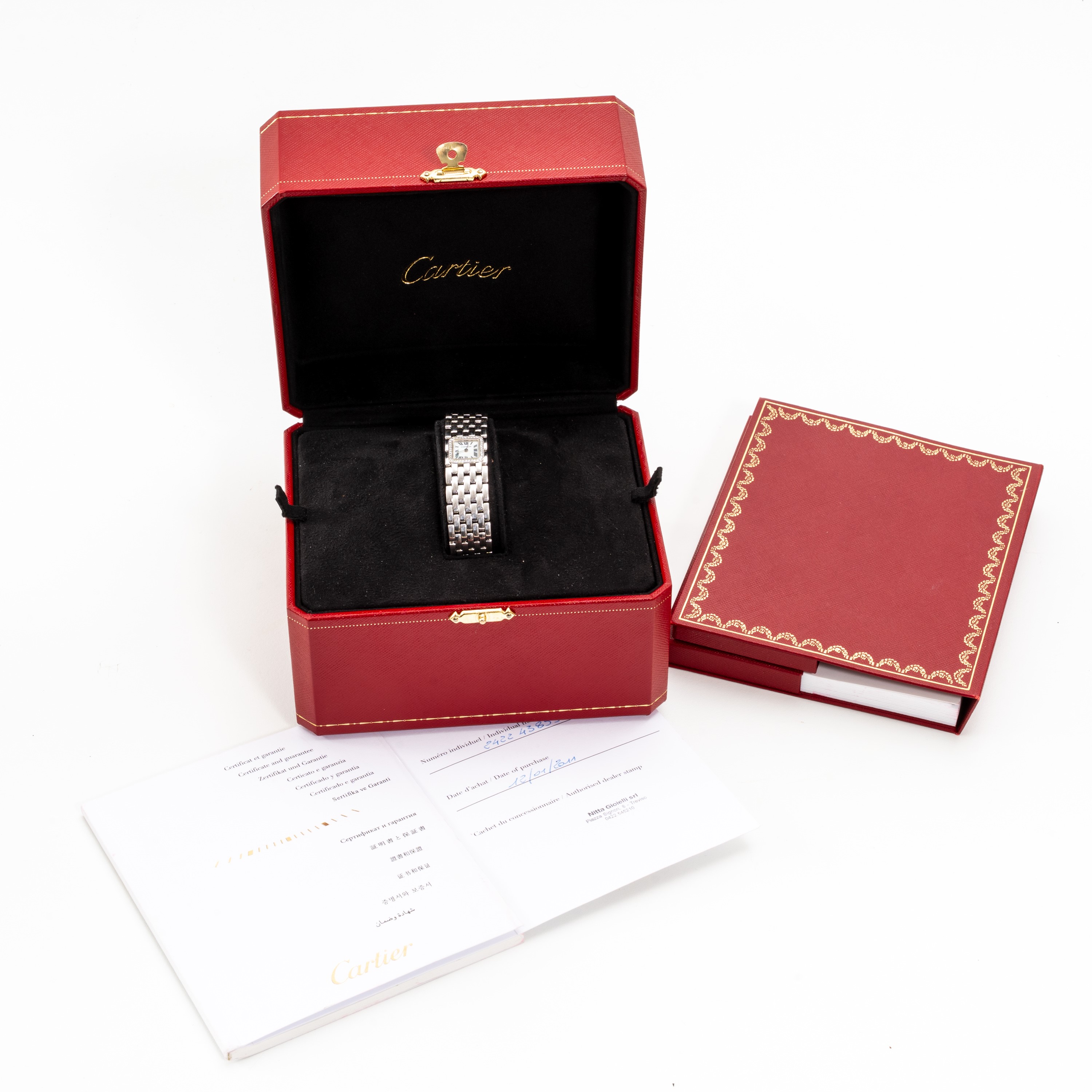 Cartier - Lady Panthere Ruban 2422, orologio solo tempo al quarzo in oro bianco 18kt con quadrant...