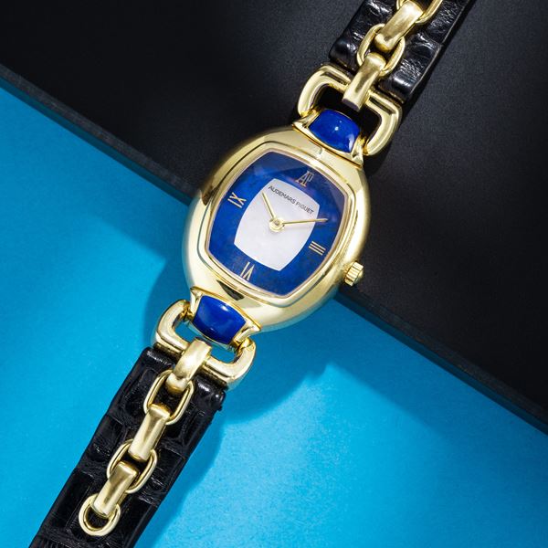 AUDEMARS PIGUET - AUDEMARS PIGUET - AUDEMARINE OROLOGIO SOLO TEMPO AL QUARZO DA DONNA IN ORO GIALLO CON QUADRANTE IN LAPISLAZZULI E MADREPERLA 