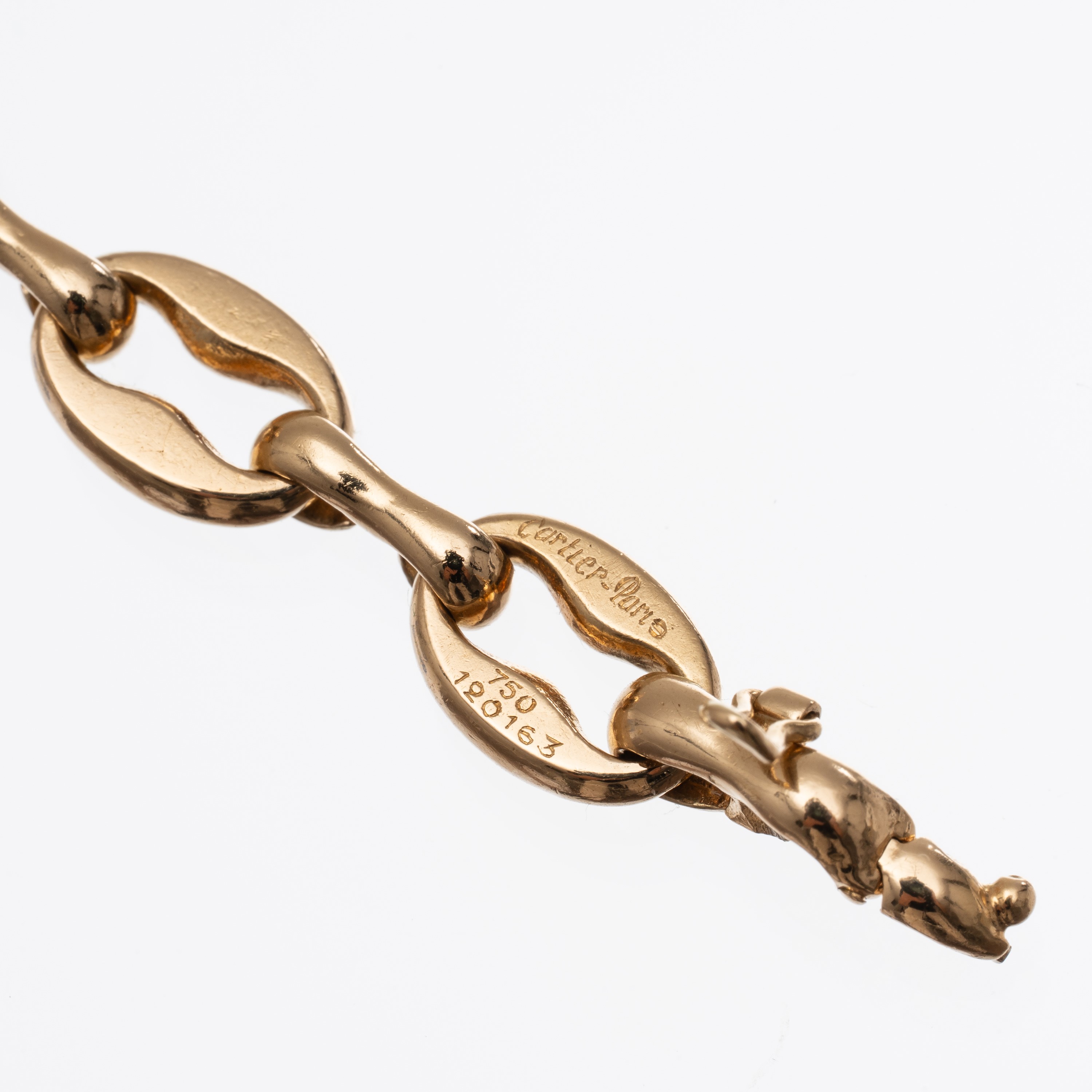 Bracciale in oro giallo 18 kt con marchio "Cartier Paris" e numero di serie 120163