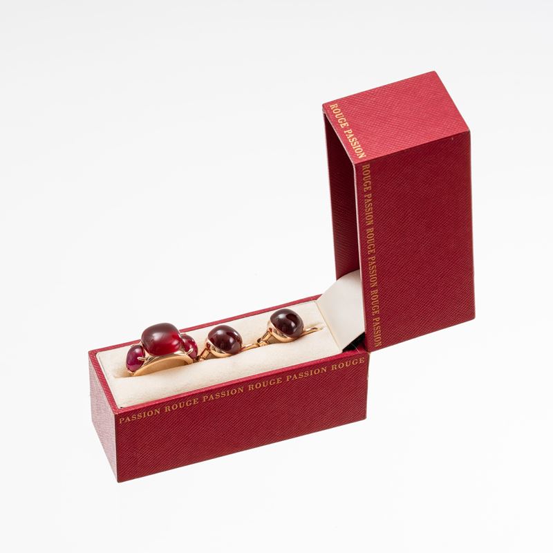 Pomellato - Parure “Rouge Passion” in oro rosa 9 kt con pietre rosse