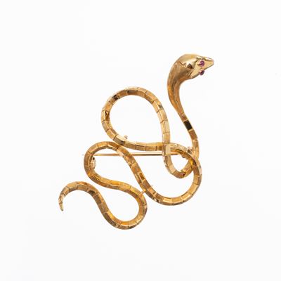 Spilla, oro giallo 18 kt a forma di serpente (anni '30 circa)