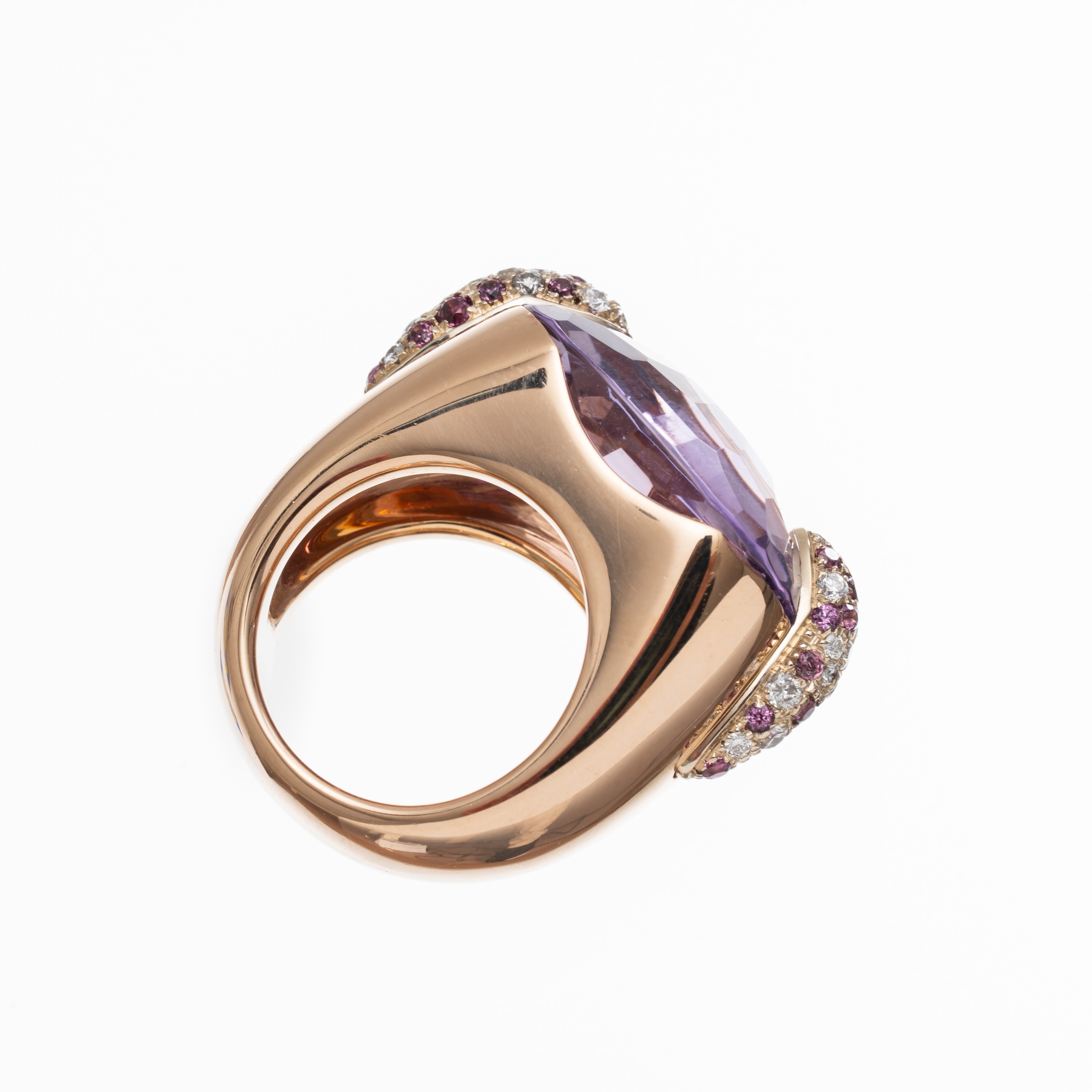 Pomellato - Anello in oro rosa 18 kt modello Pin Up con ametista sfaccettata, diamanti e rubini