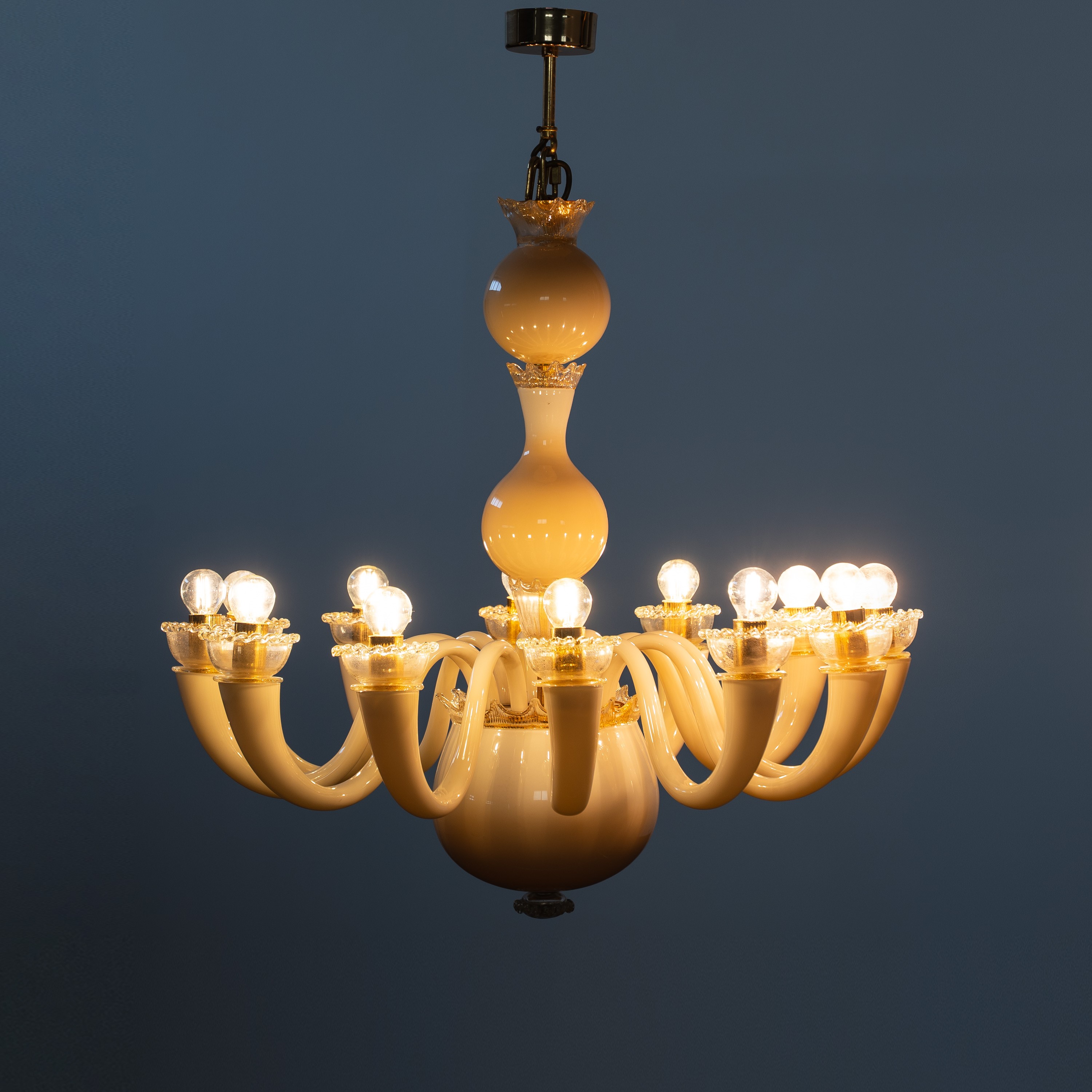 Gio Ponti - Lampadario '99.81' in vetro policromo e metallo dorato
