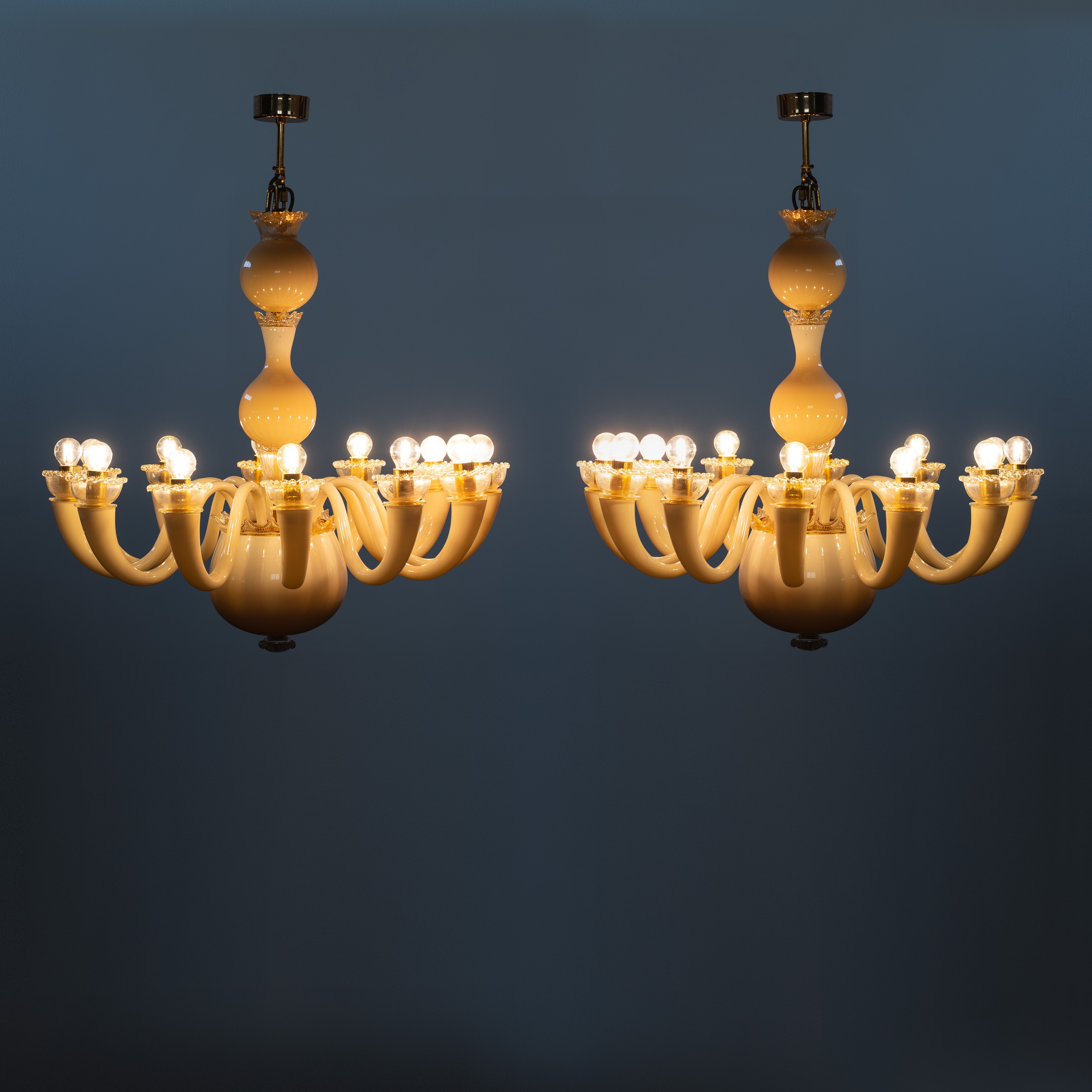 Gio Ponti - Lampadario '99.81' in vetro policromo e metallo dorato