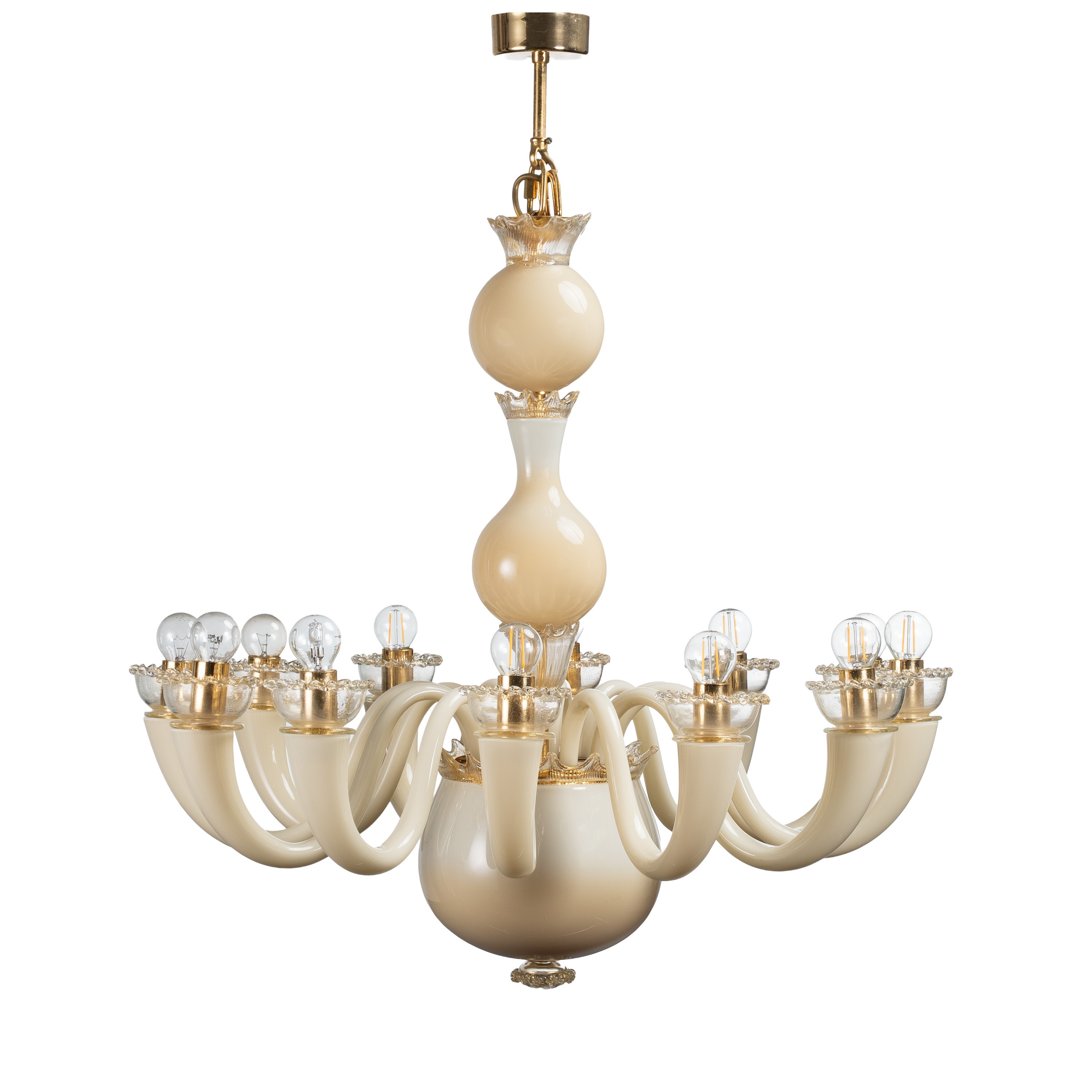 Gio Ponti - Lampadario “99.81” in vetro policromo e metallo dorato (produzione Venini)